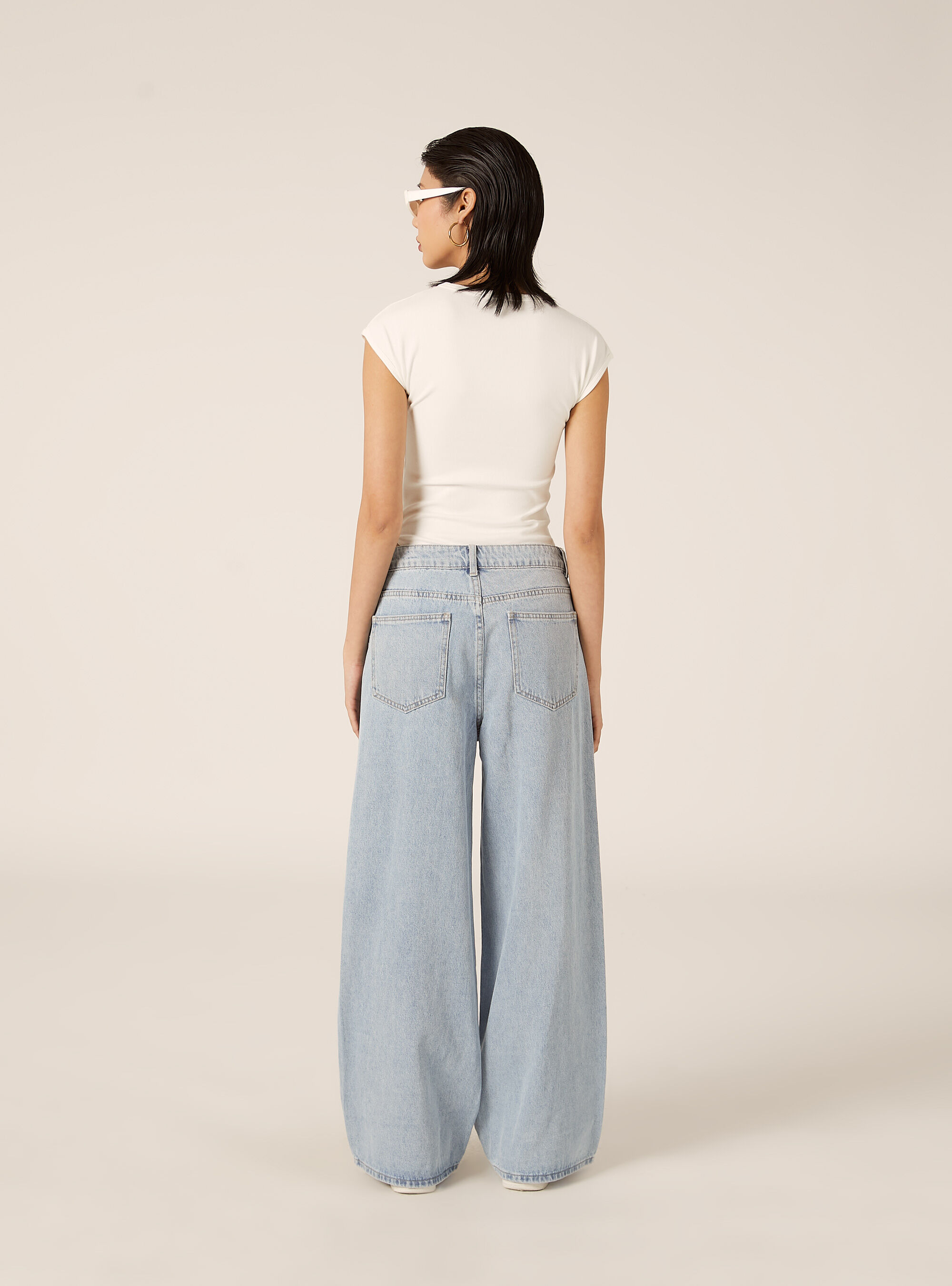 Wide-leg beaded jeans, D006 AZURE