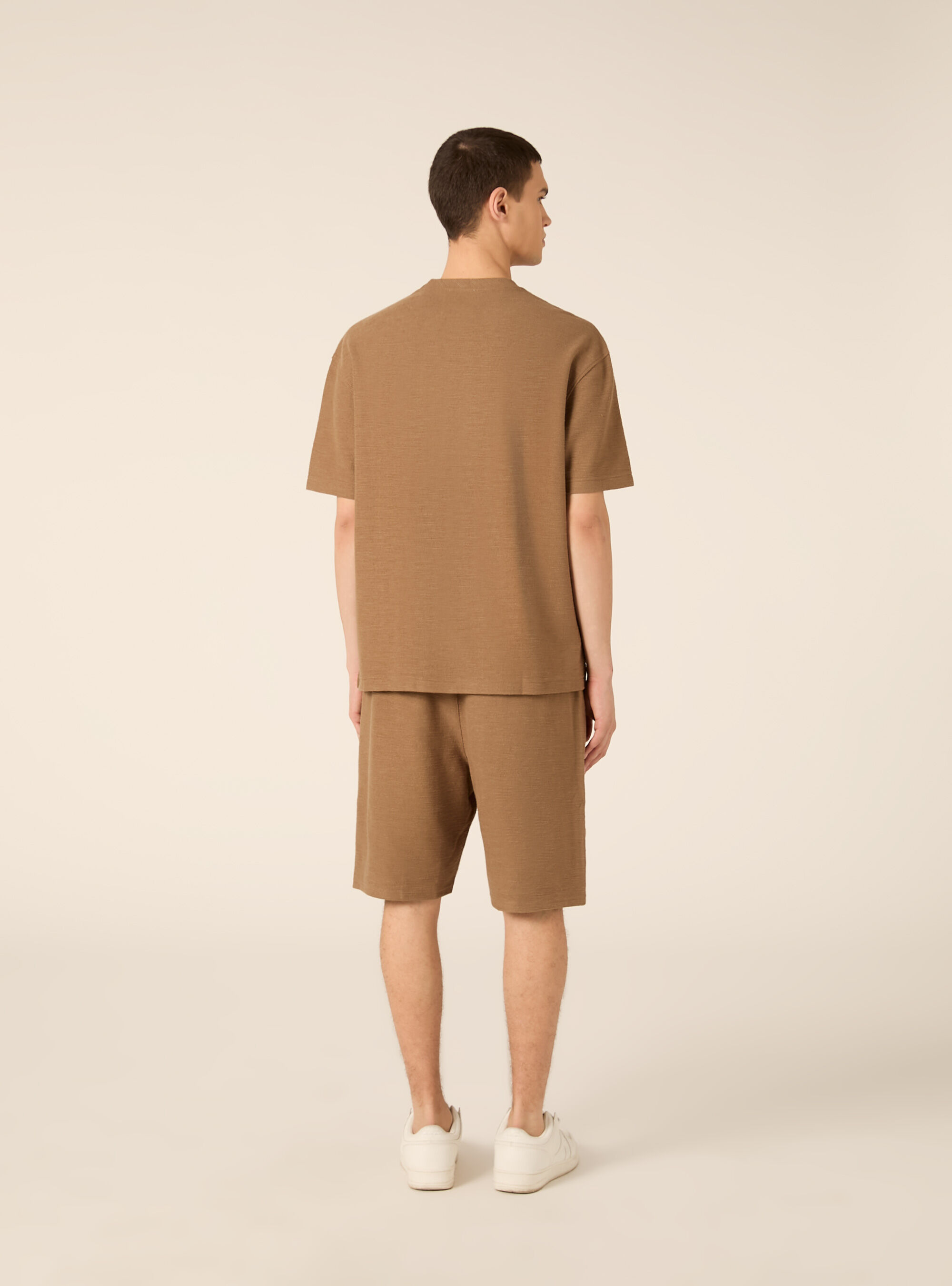 Textured cotton T-shirt, BR2 BROWN MEDIUM