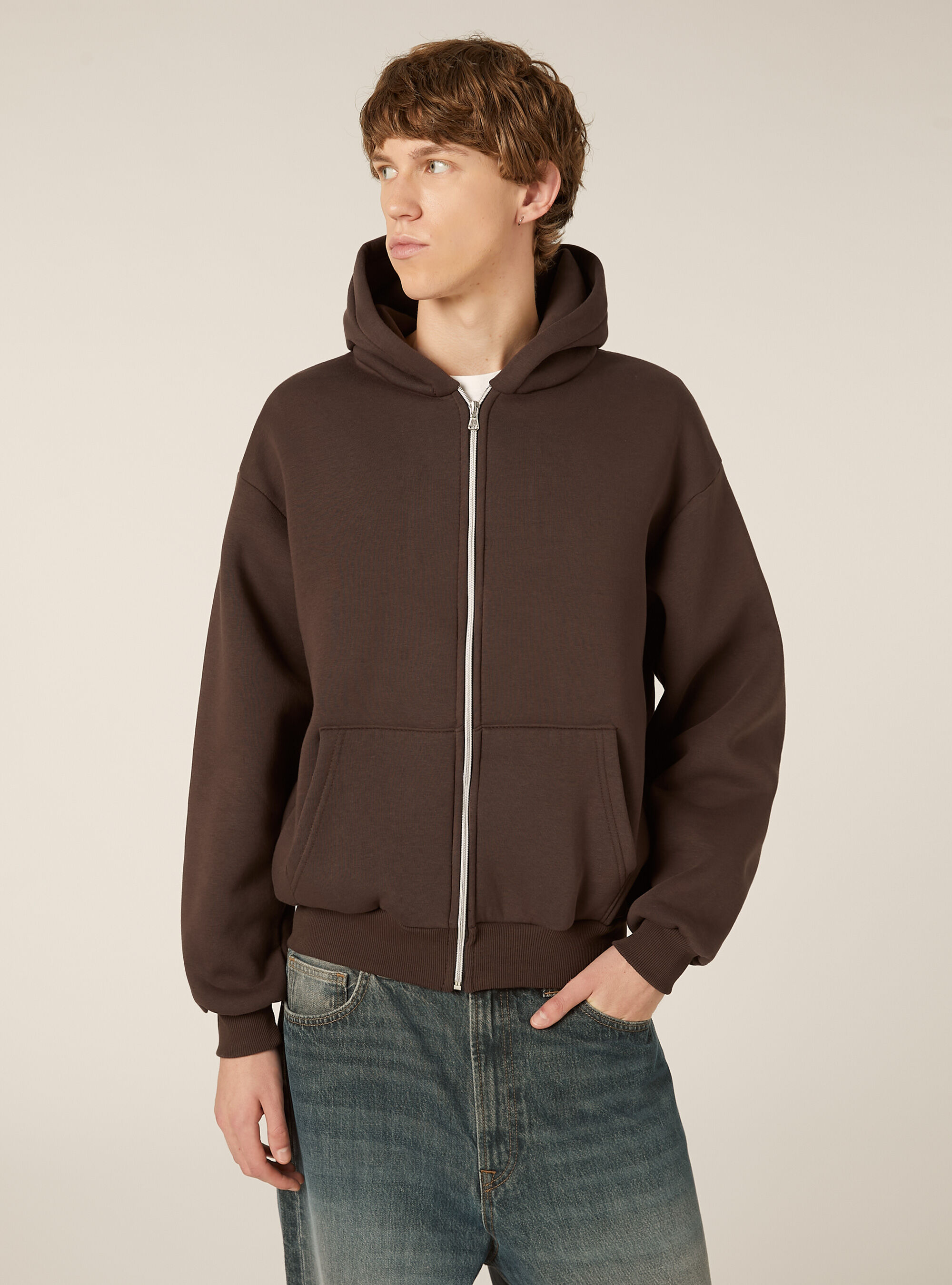 Sweat &agrave; capuche zipp&eacute; coupe boxy