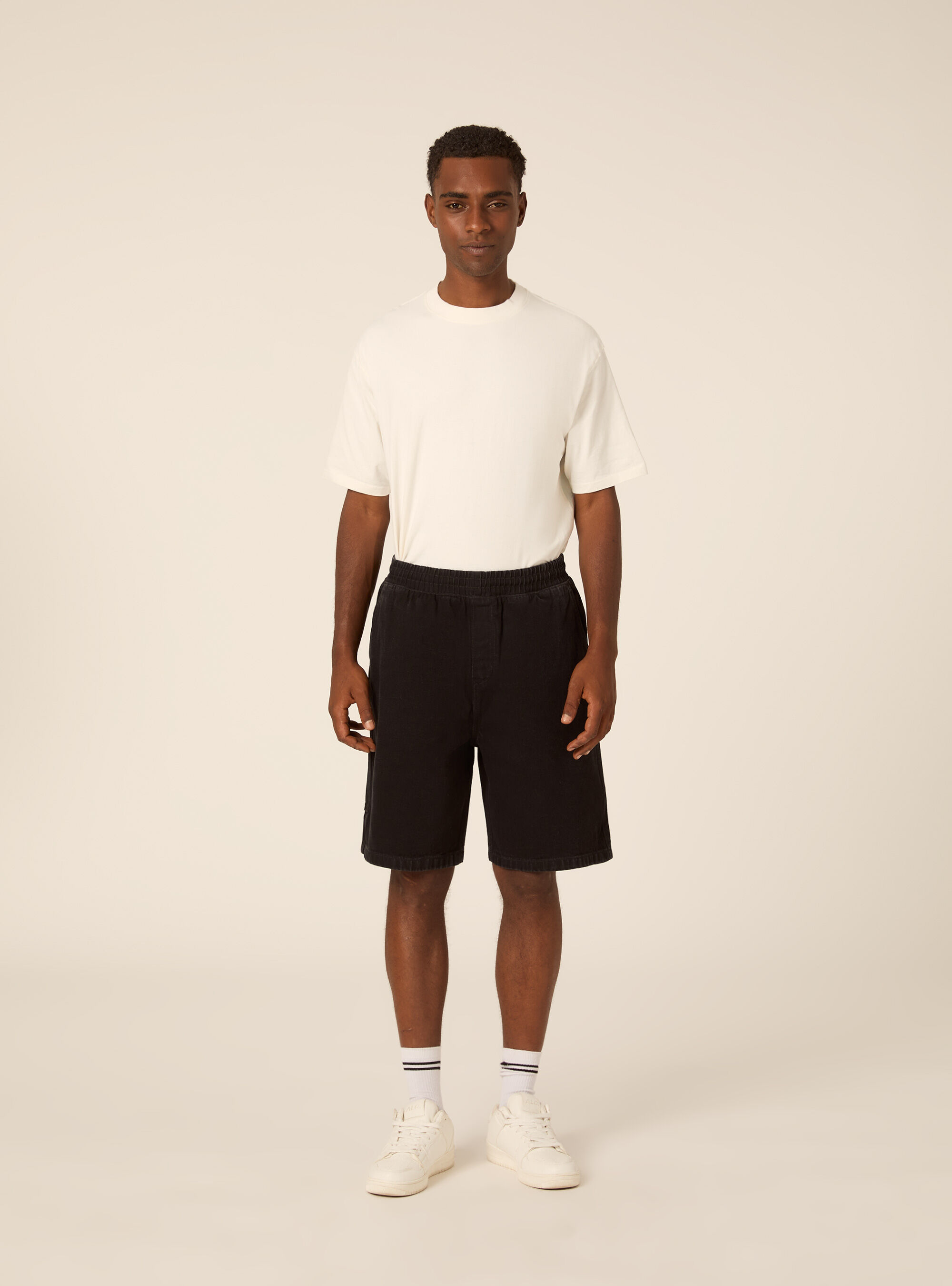 Bermuda carpenter con elastico in vita in twill