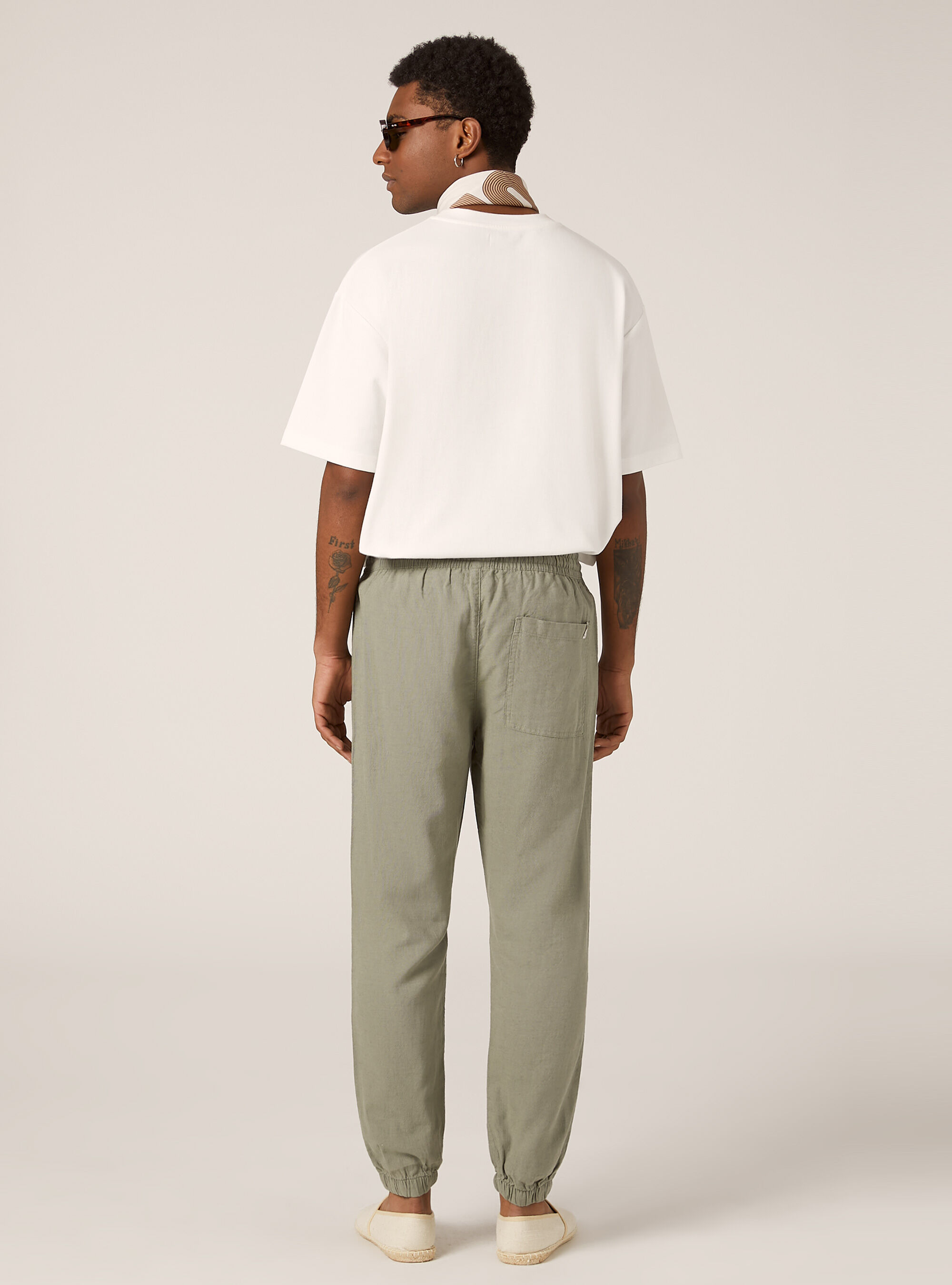 Linen-blend jogger pants, KY2 KAKY MEDIUM