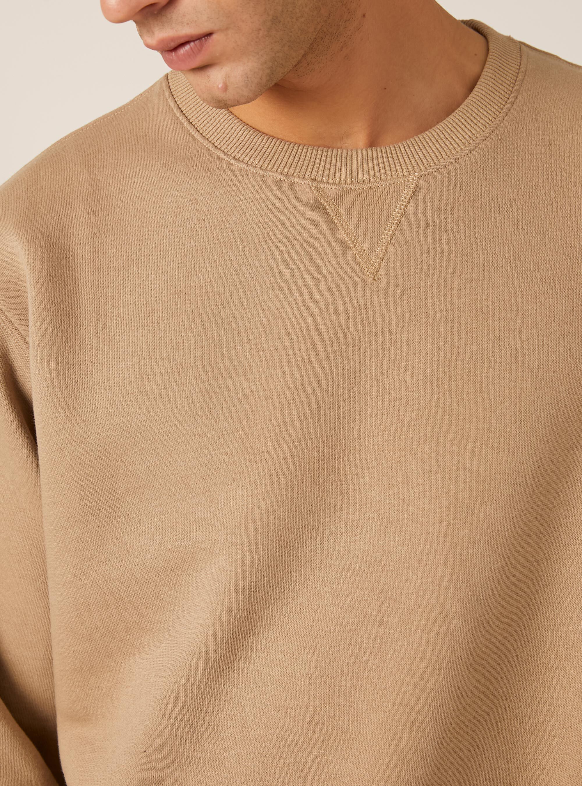 Sweat-shirt &agrave; col rond uni, BG1 BEIGE DARK