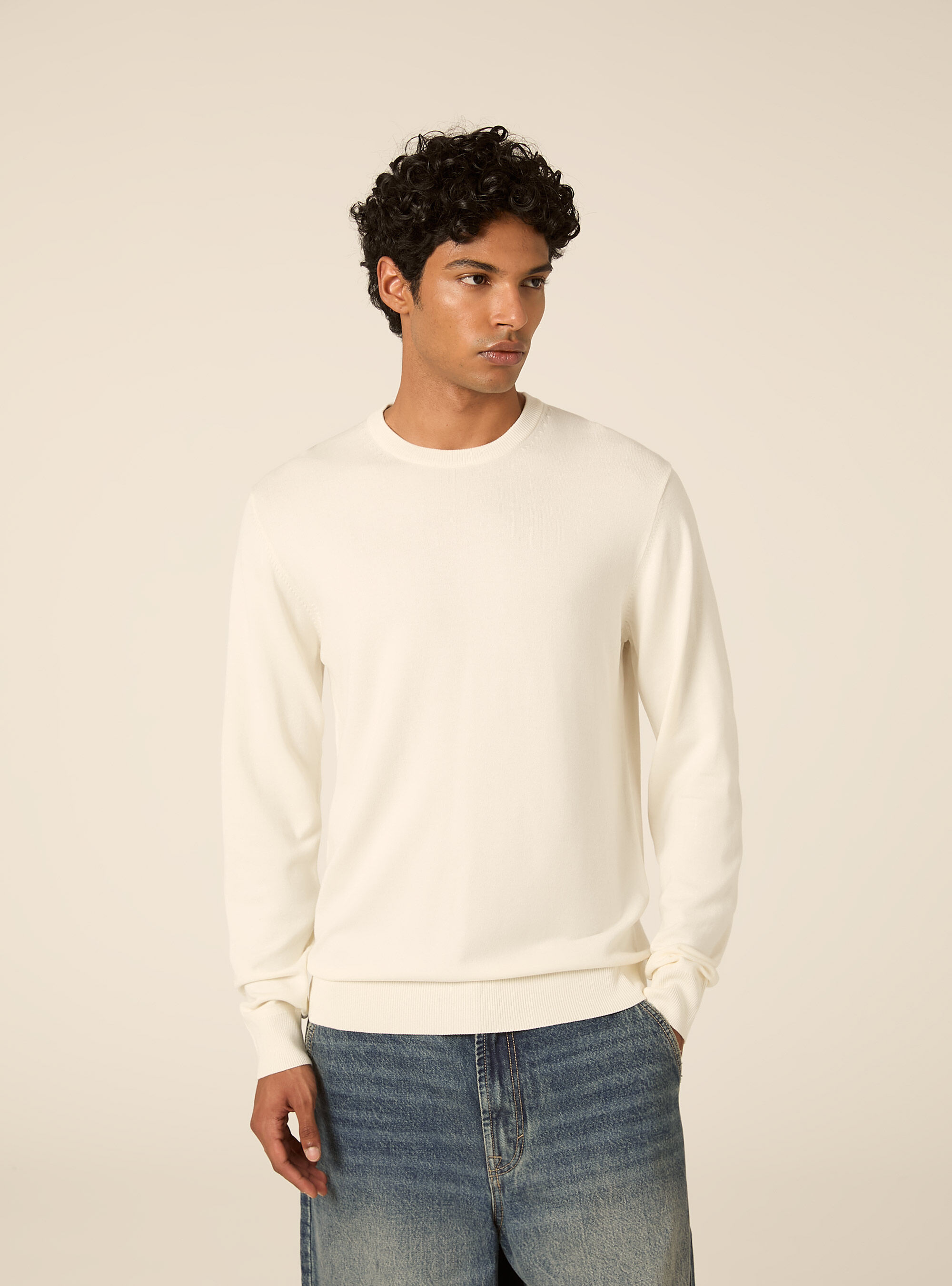 Lenzing Ecovero viscose crewneck pullover, WH1 OFF WHITE