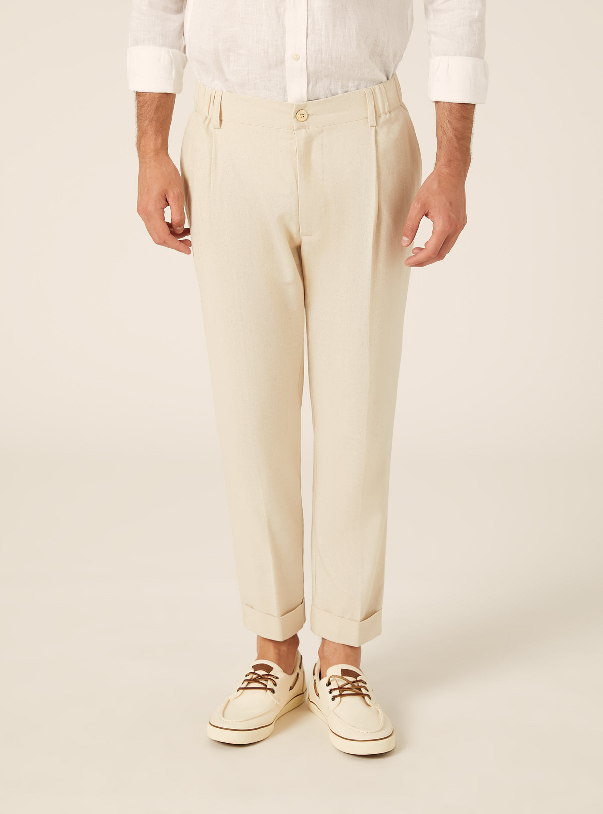 Pantalon en M&eacute;lange de Lin avec Pinces