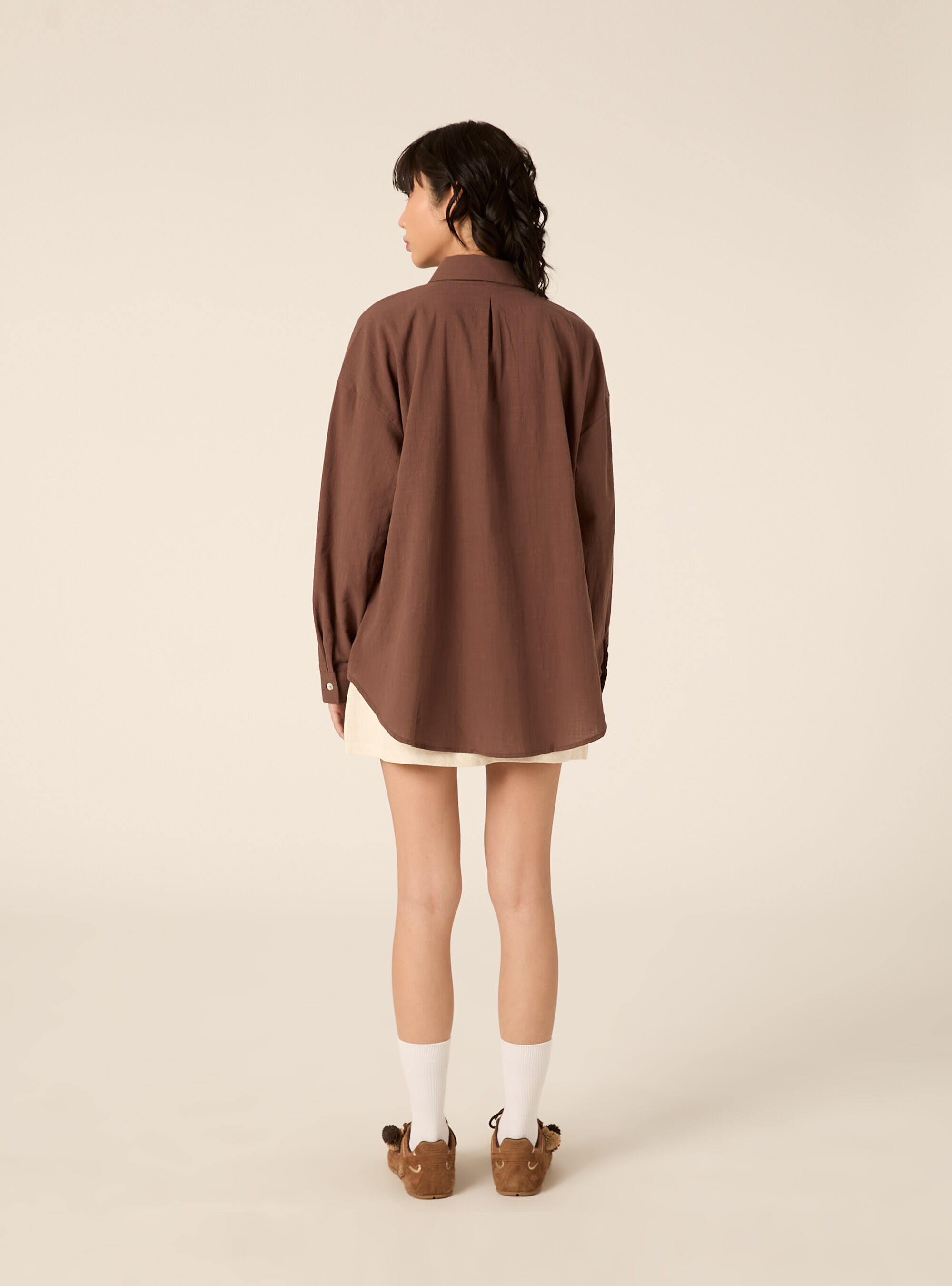 Oversized Shirt with Pocket, BR2 BROWN MEDIUM