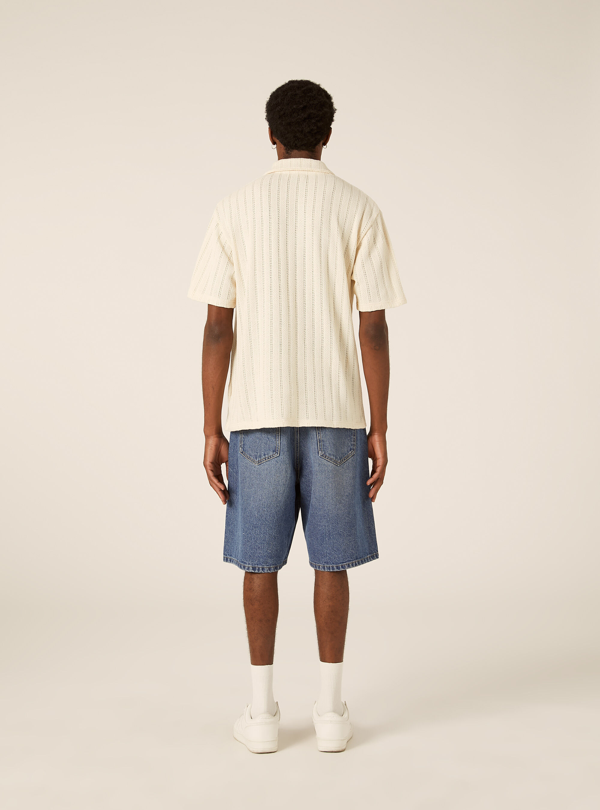 Polo in maglia traforata, CREMA CHIARO