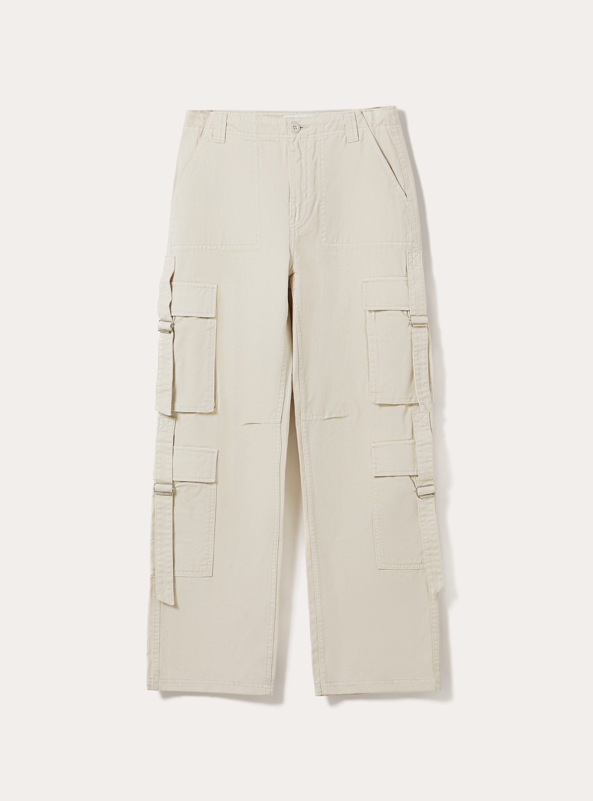 Pantalon multi-cargo en serg&eacute;, BG3 BEIGE LIGHT