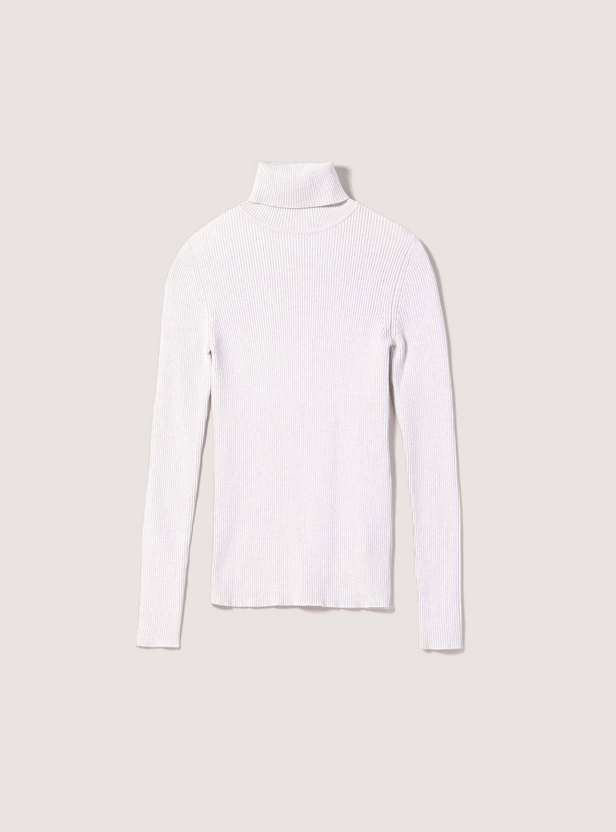 Pullover a collo alto a coste, MGY3 GREY MEL LIGHT
