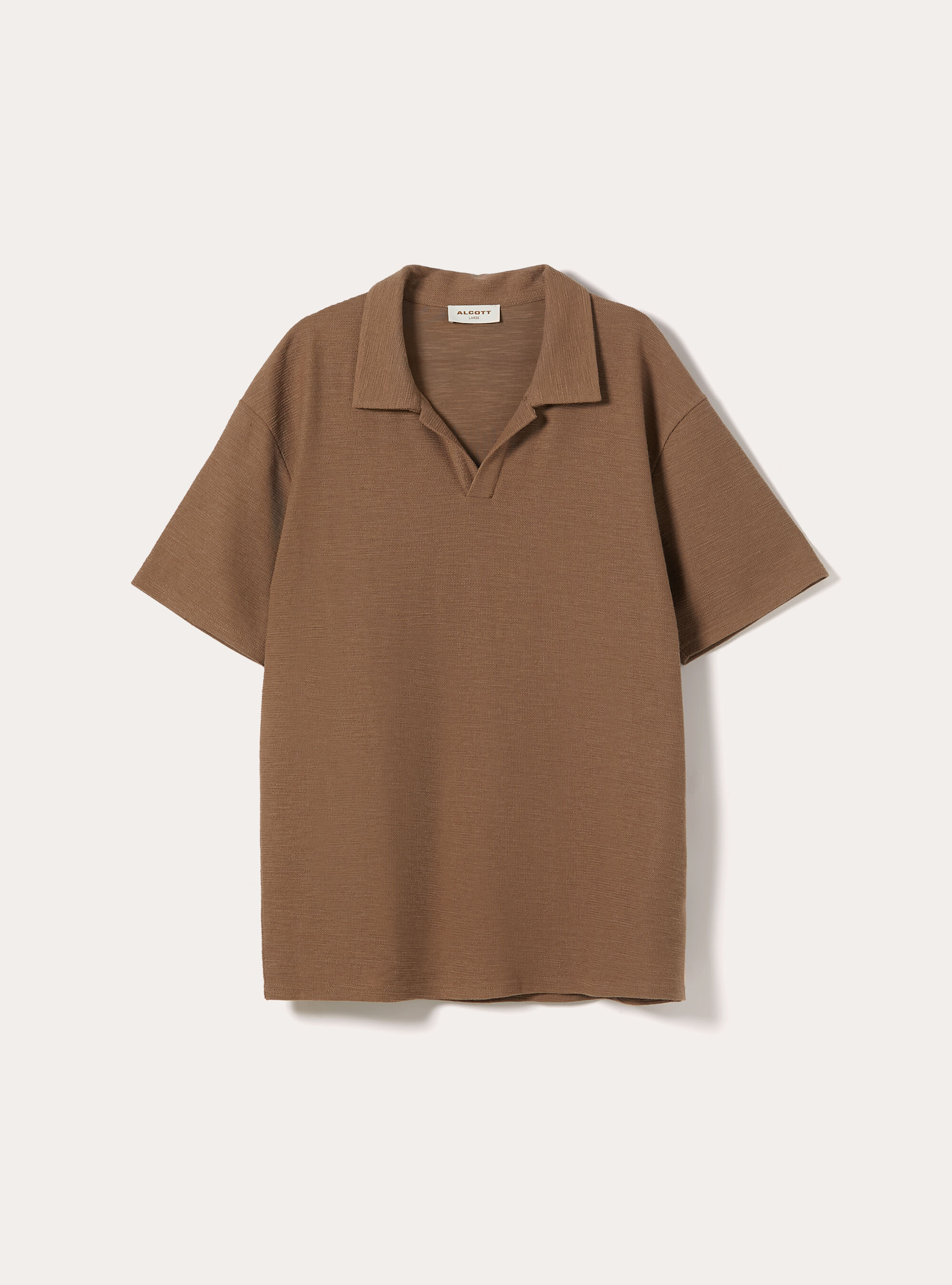 Polo in tessuto waffle, MARRONE MEDIO