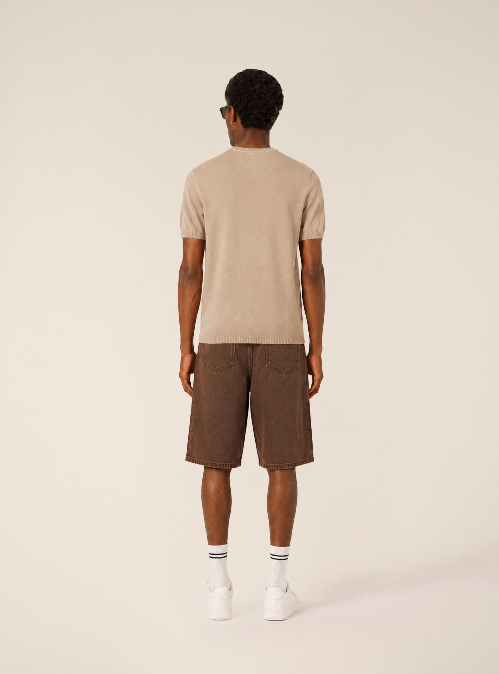 Short Sleeve Lightweight Knit T-Shirt, BG3 BEIGE LIGHT