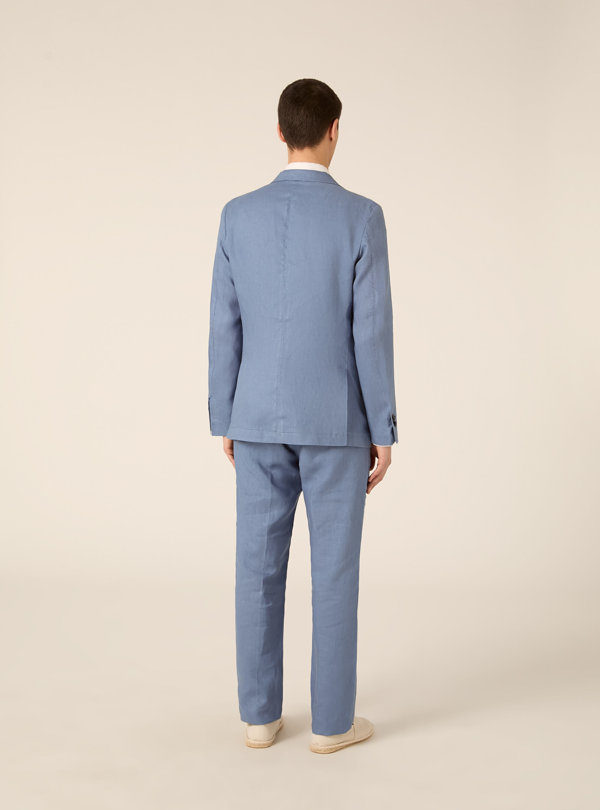 Single-breasted jacket in pure linen, AZ2 AZURE MEDIUM