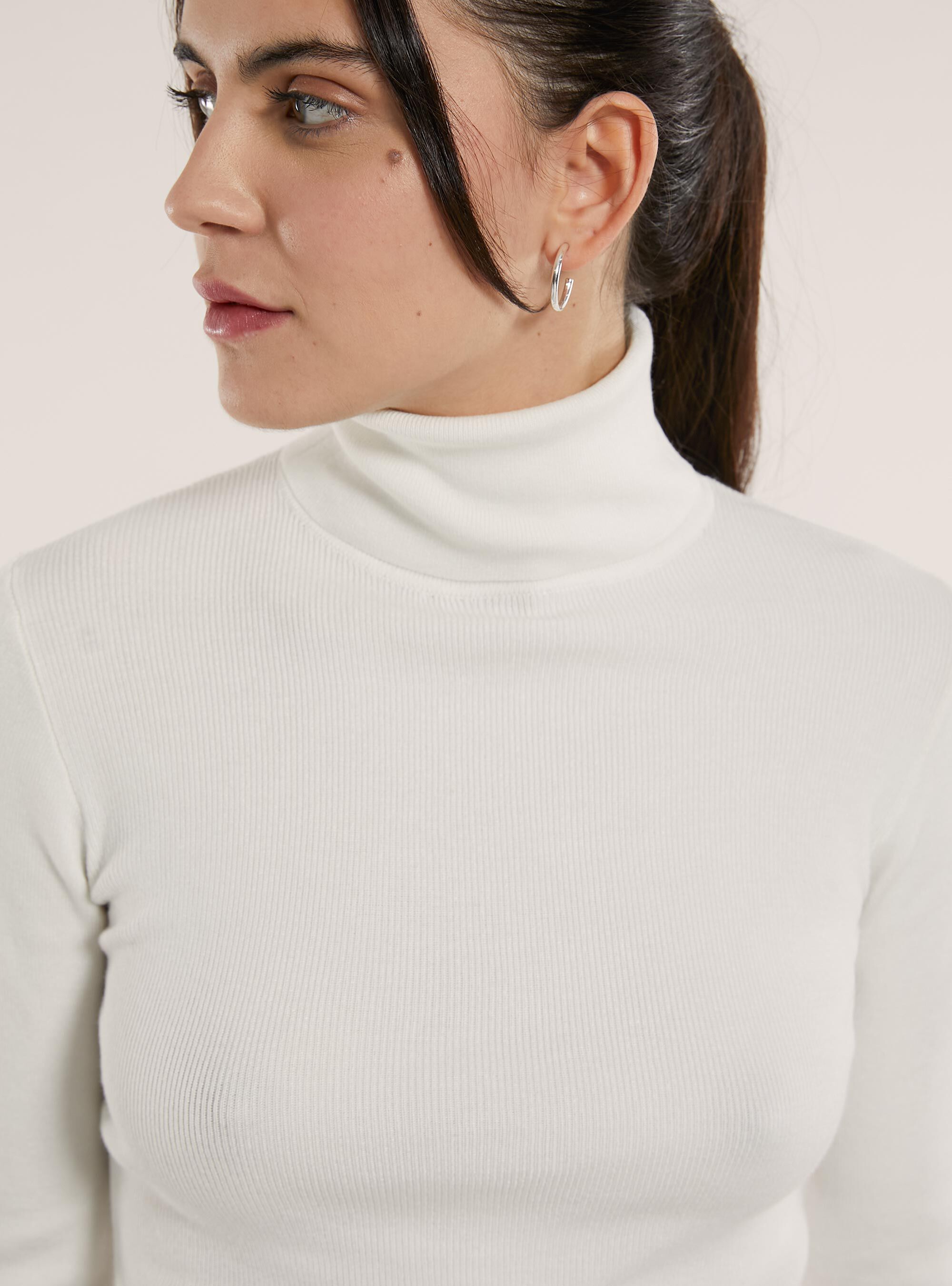 Pull court &agrave; col roul&eacute;, WH2 WHITE