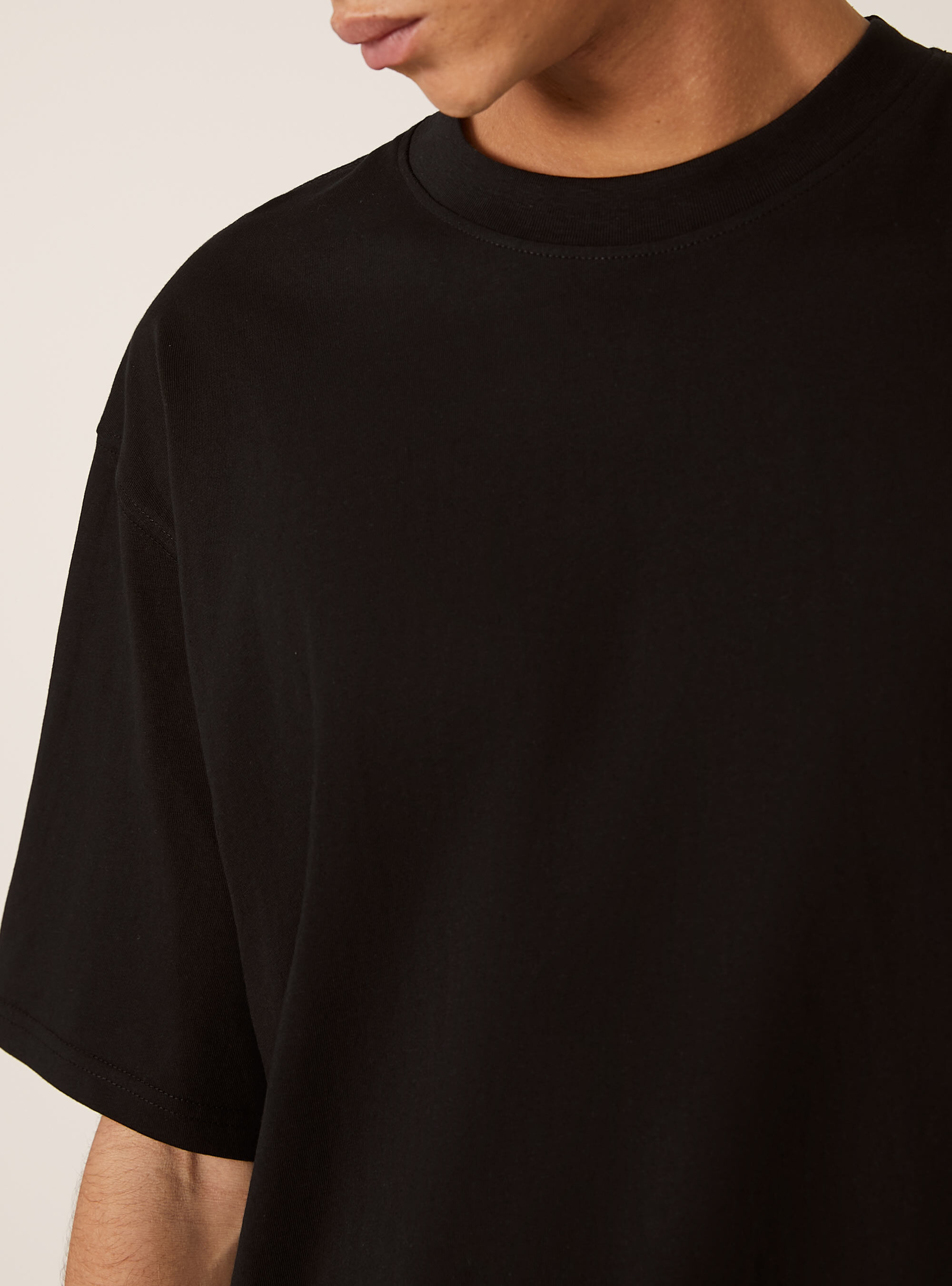 T-shirt coupe carr&eacute;e en coton, BK1 BLACK