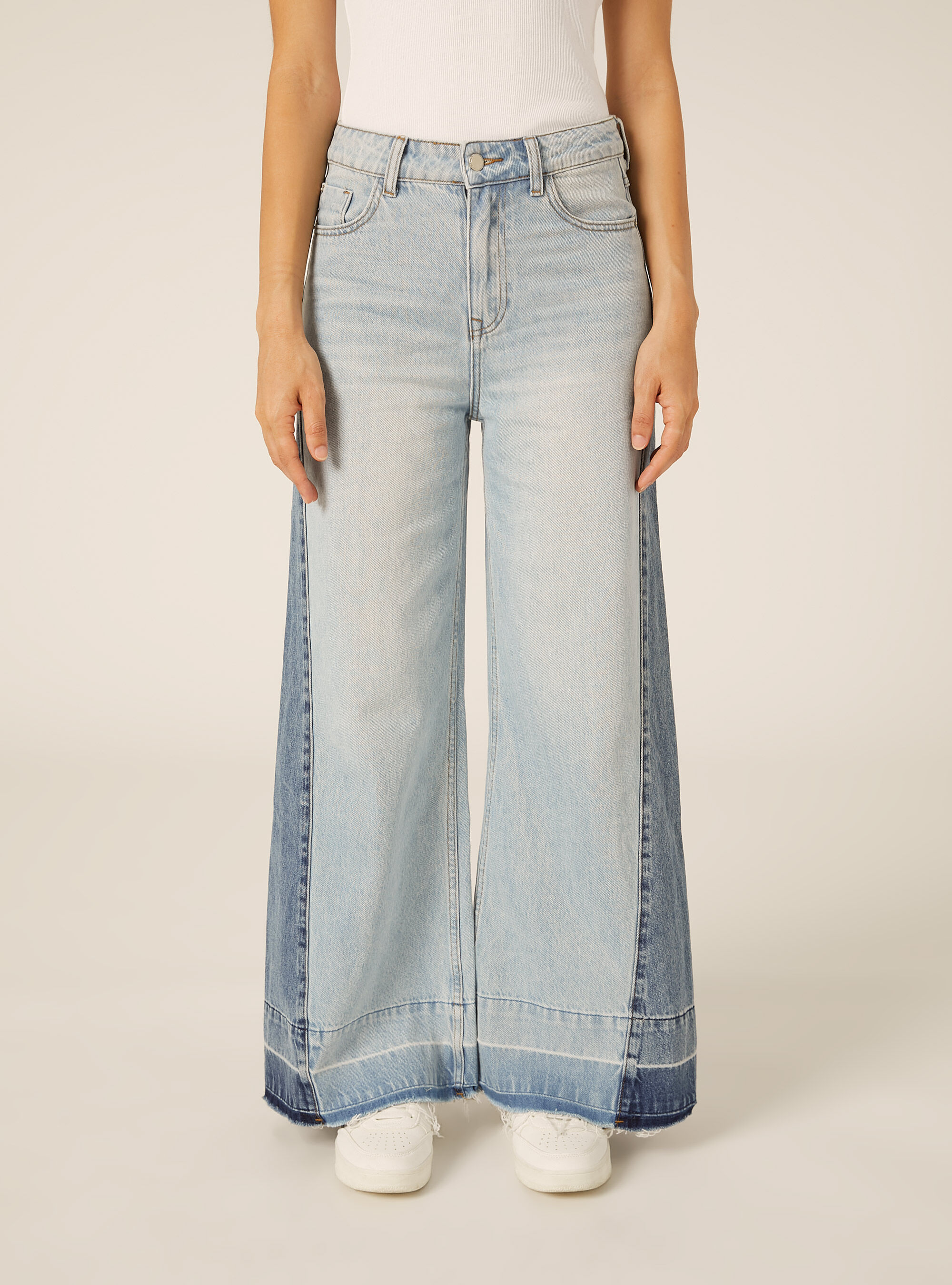 Patchwork Wide-Leg Jeans