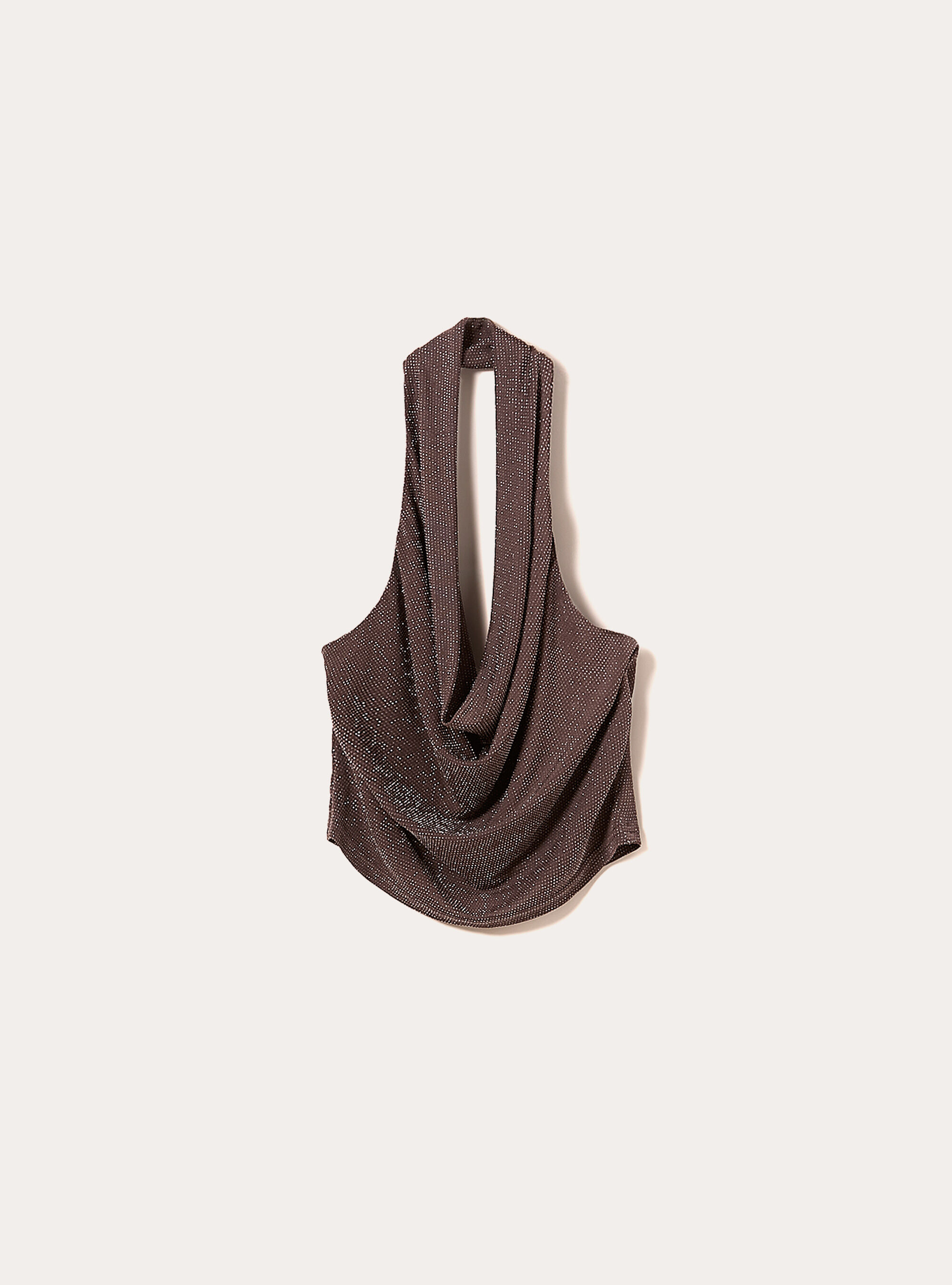 Halter top avec strass, BR2 BROWN MEDIUM