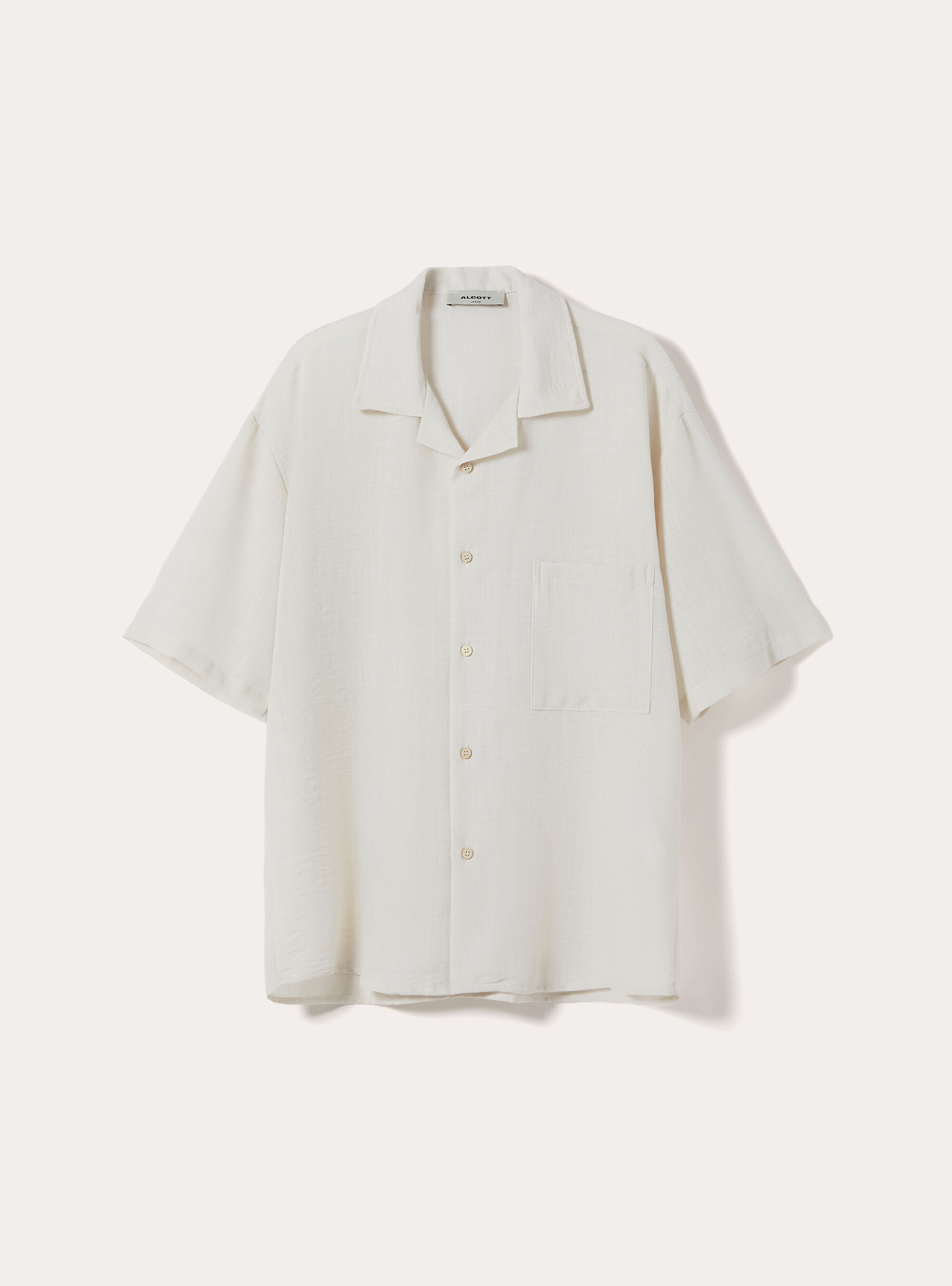 Slub Fabric Short Sleeve Shirt, WH1 OFF WHITE