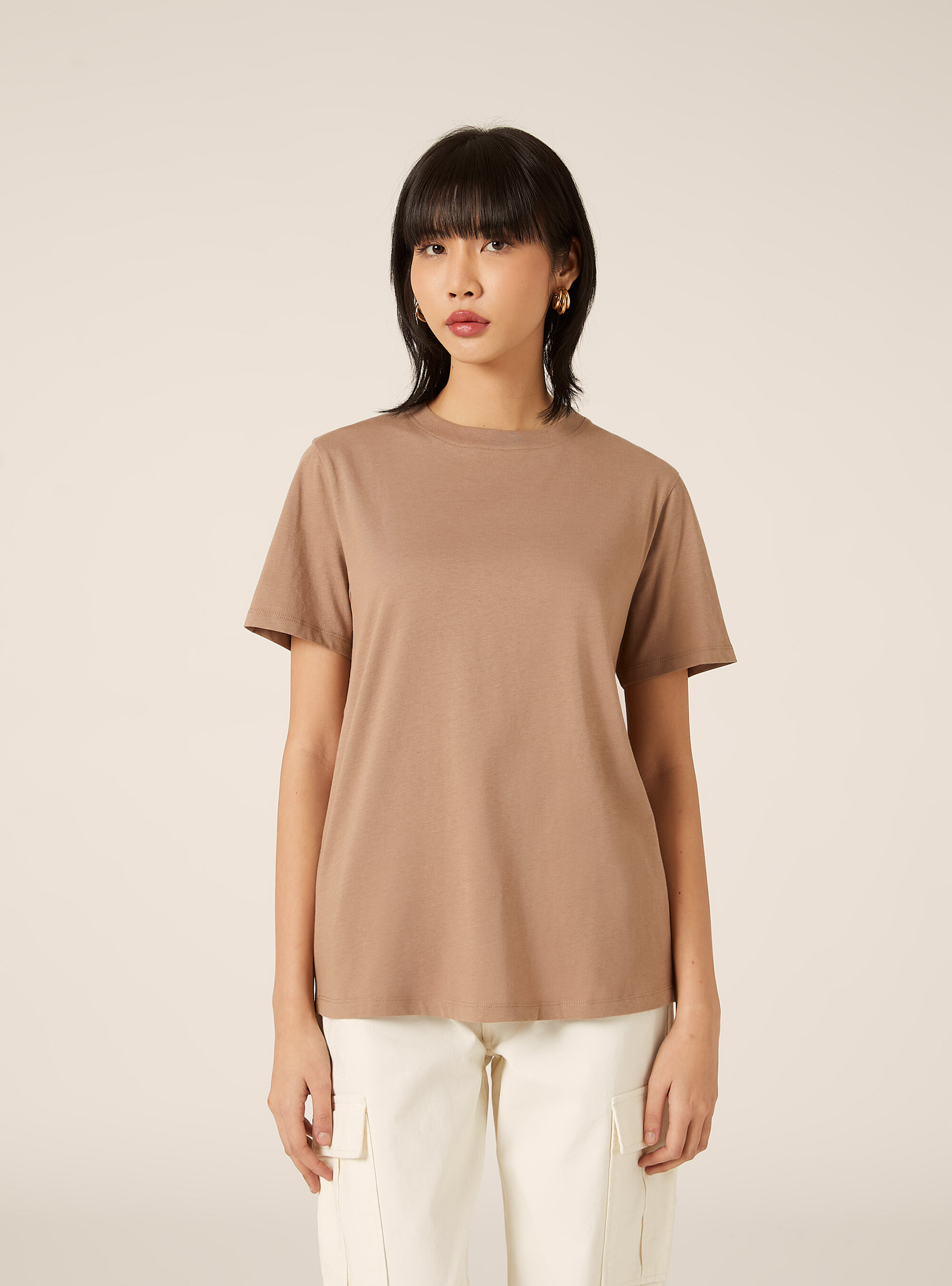 Camiseta de cuello redondo de algod&oacute;n