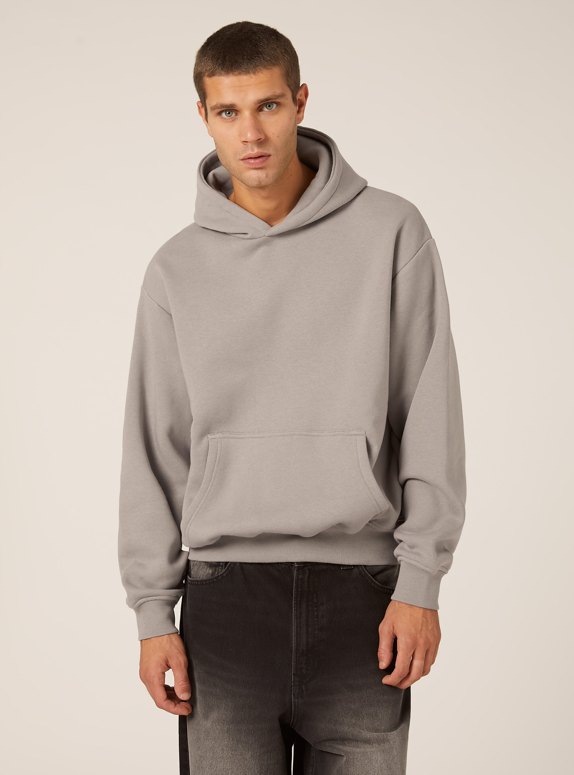 Sweat &agrave; capuche coupe boxy, GY2 GREY MEDIUM