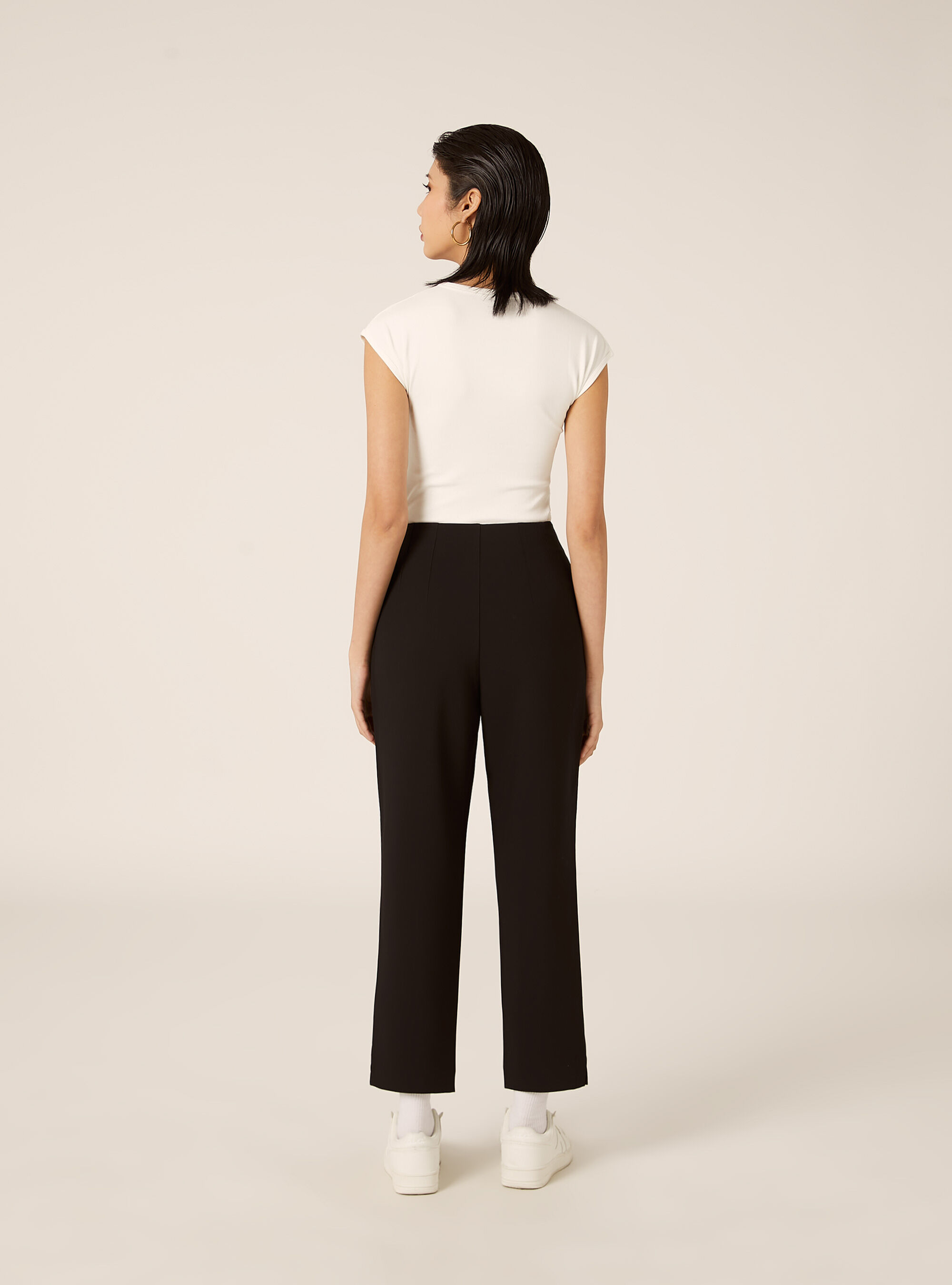 Pantalon uni &agrave; pinces, BK1 BLACK