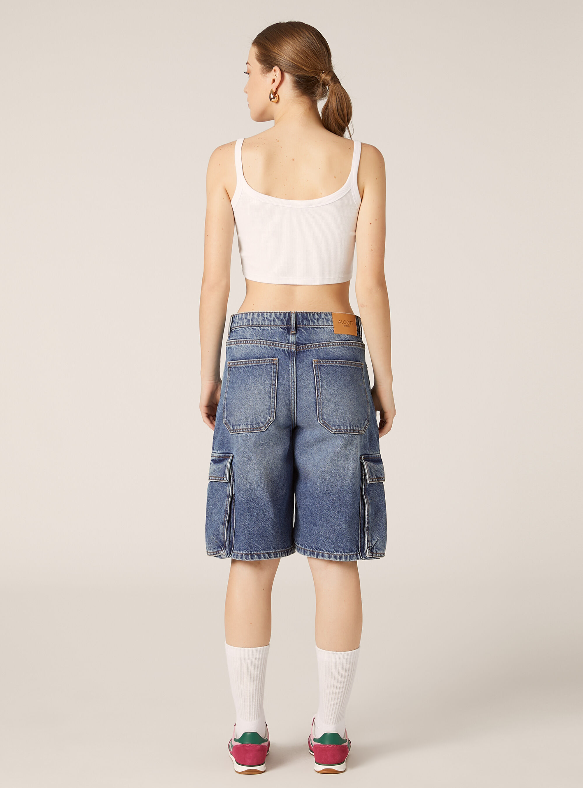Jorts cargo in denim, D004 MEDIUM LIGHT BLUE