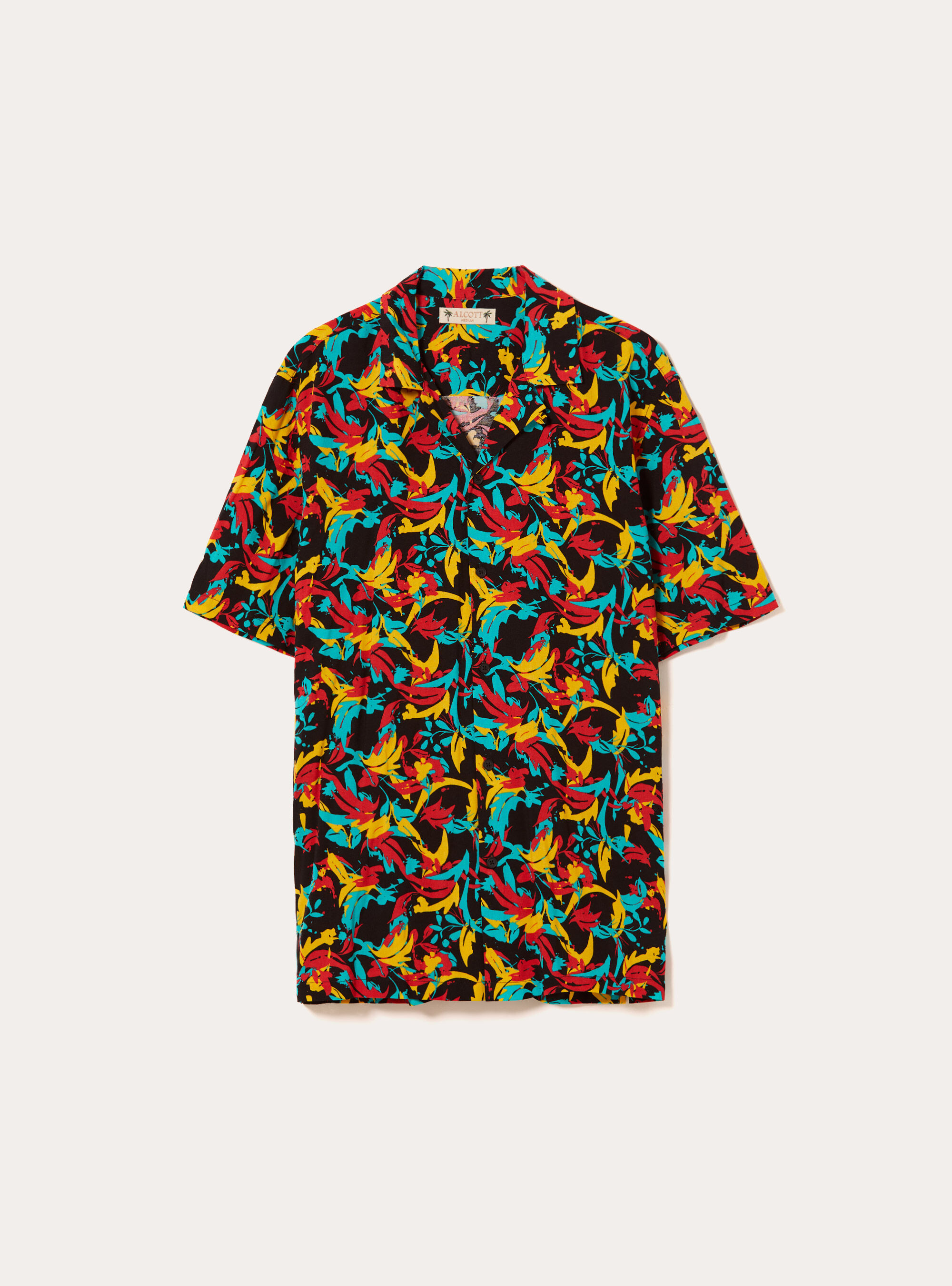 Chemise Bowling &agrave; Imprim&eacute; Abstrait Multicolore, C101 BLACK