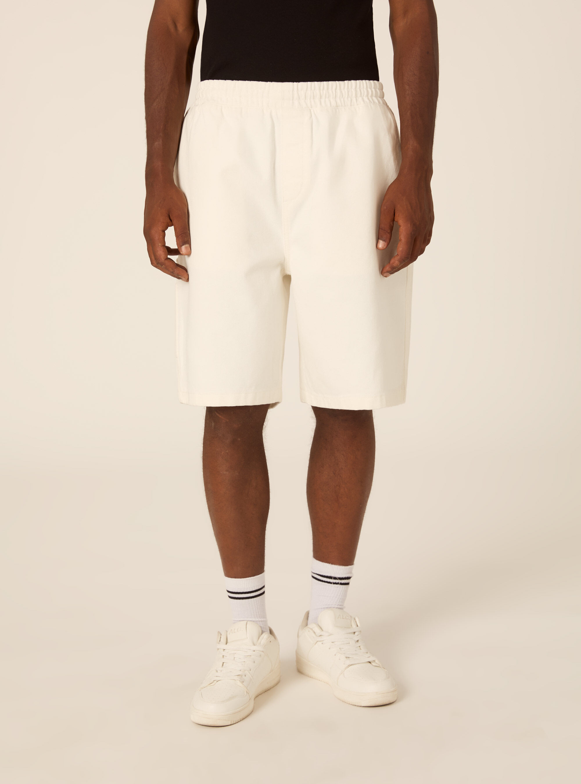 Bermuda carpenter con elastico in vita in twill