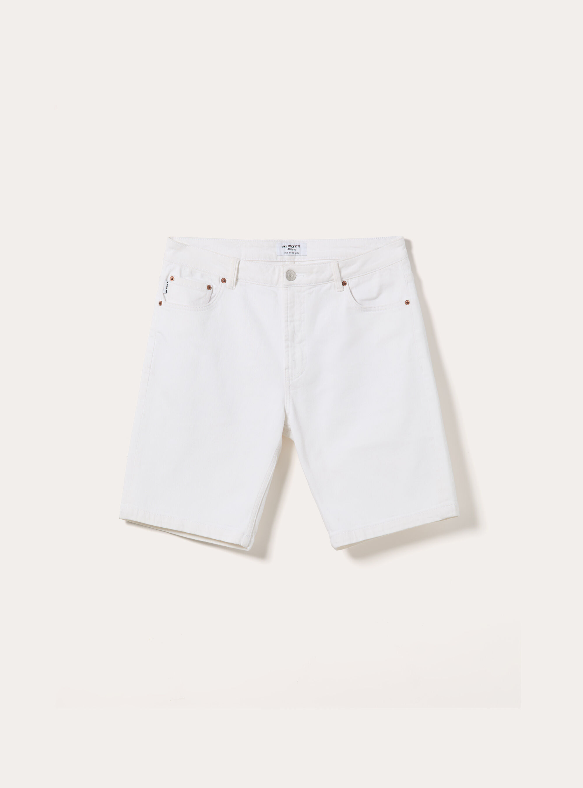Slim Fit 5-Pocket Denim Bermuda Shorts, WH2 WHITE