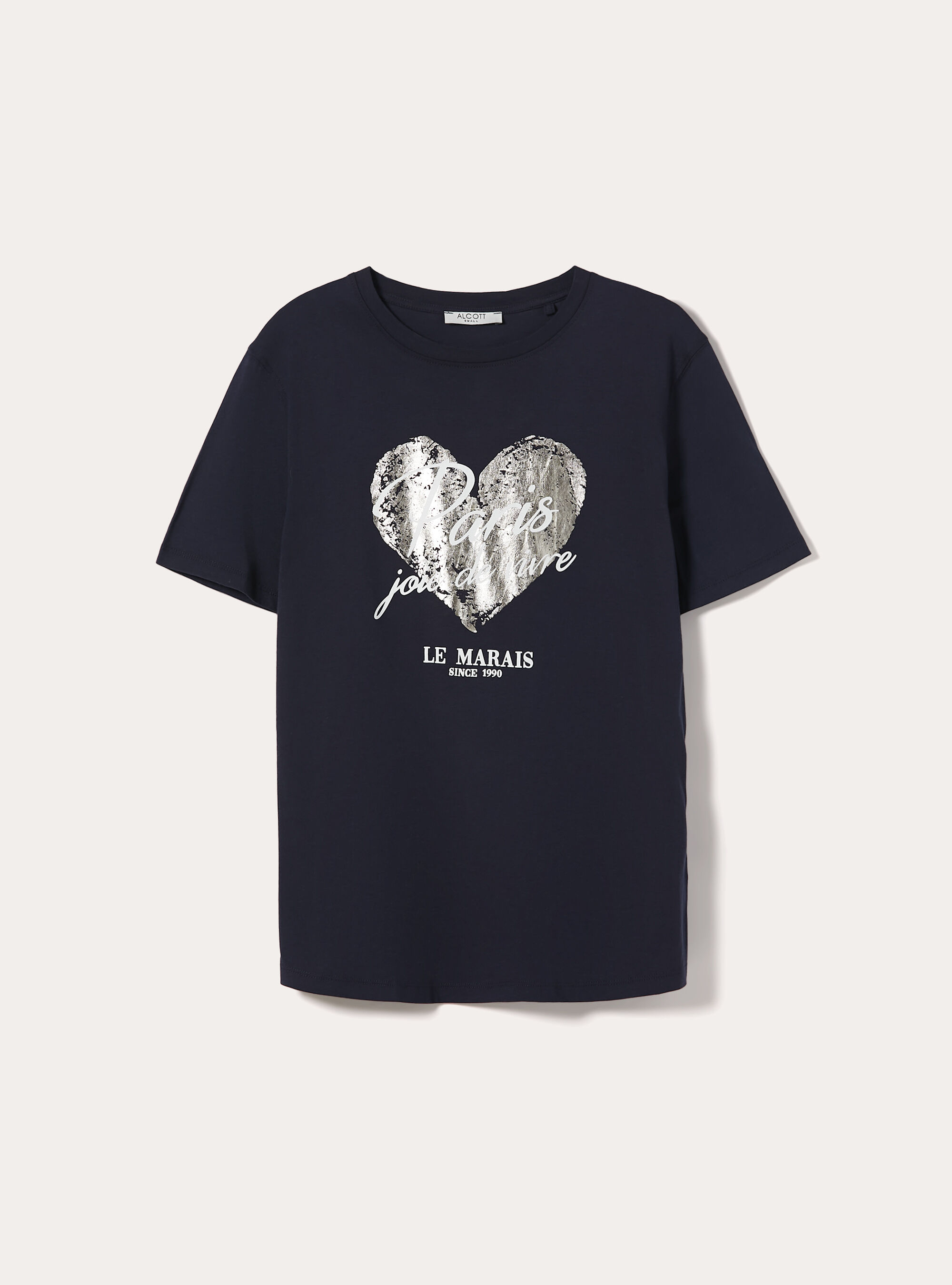 Camiseta con estampado metalizado, NA3 NAVY LIGHT