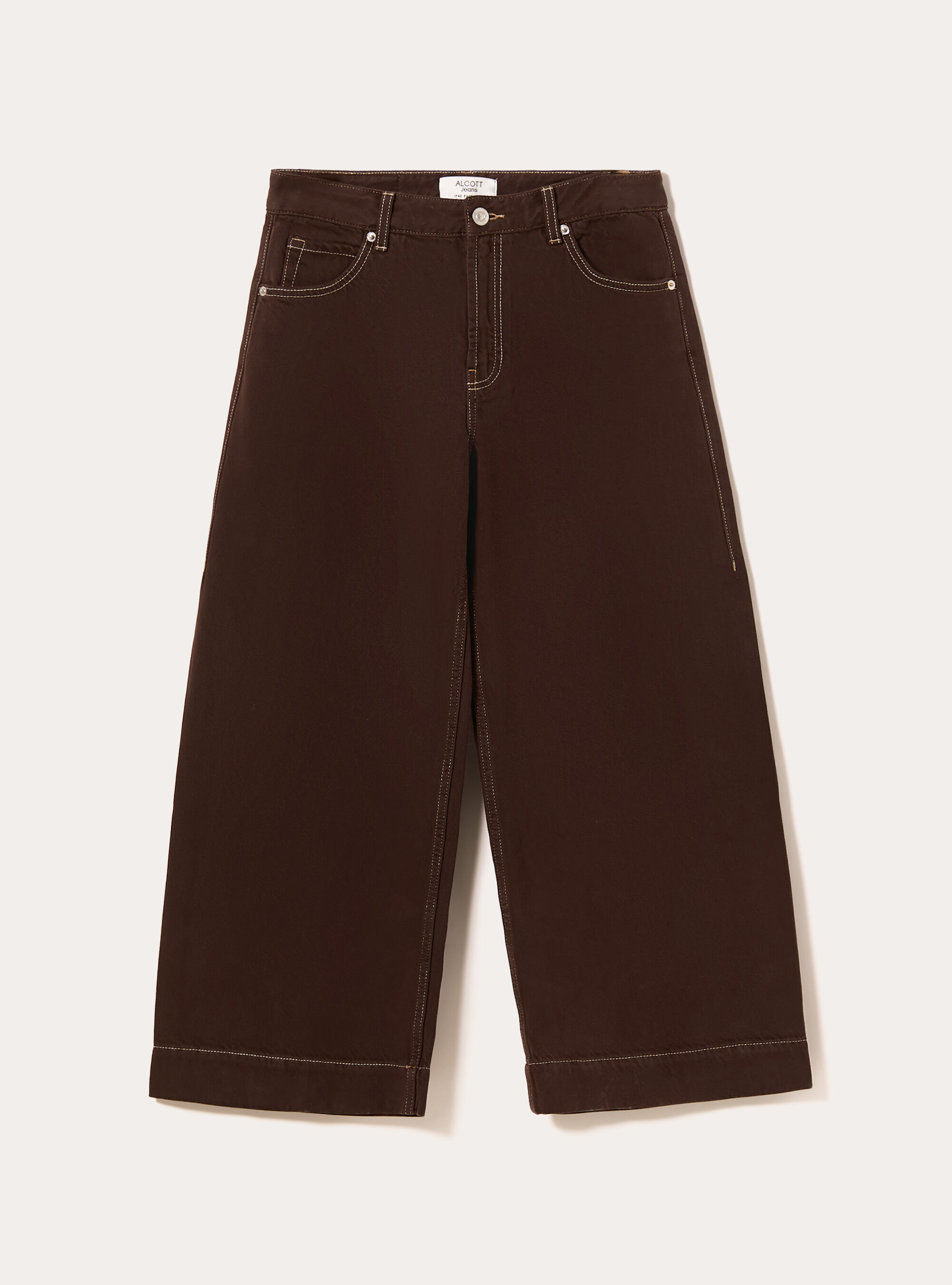 Jean crois&eacute; &agrave; jambe large de couleur, BR2 BROWN MEDIUM