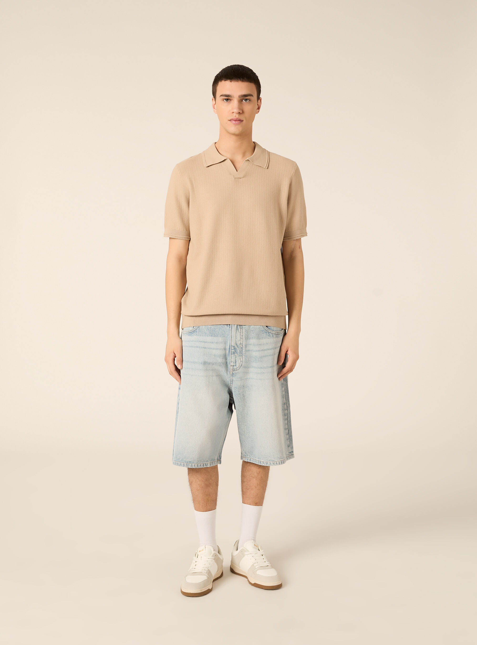 Polo derby in maglia, BEIGE MEDIO