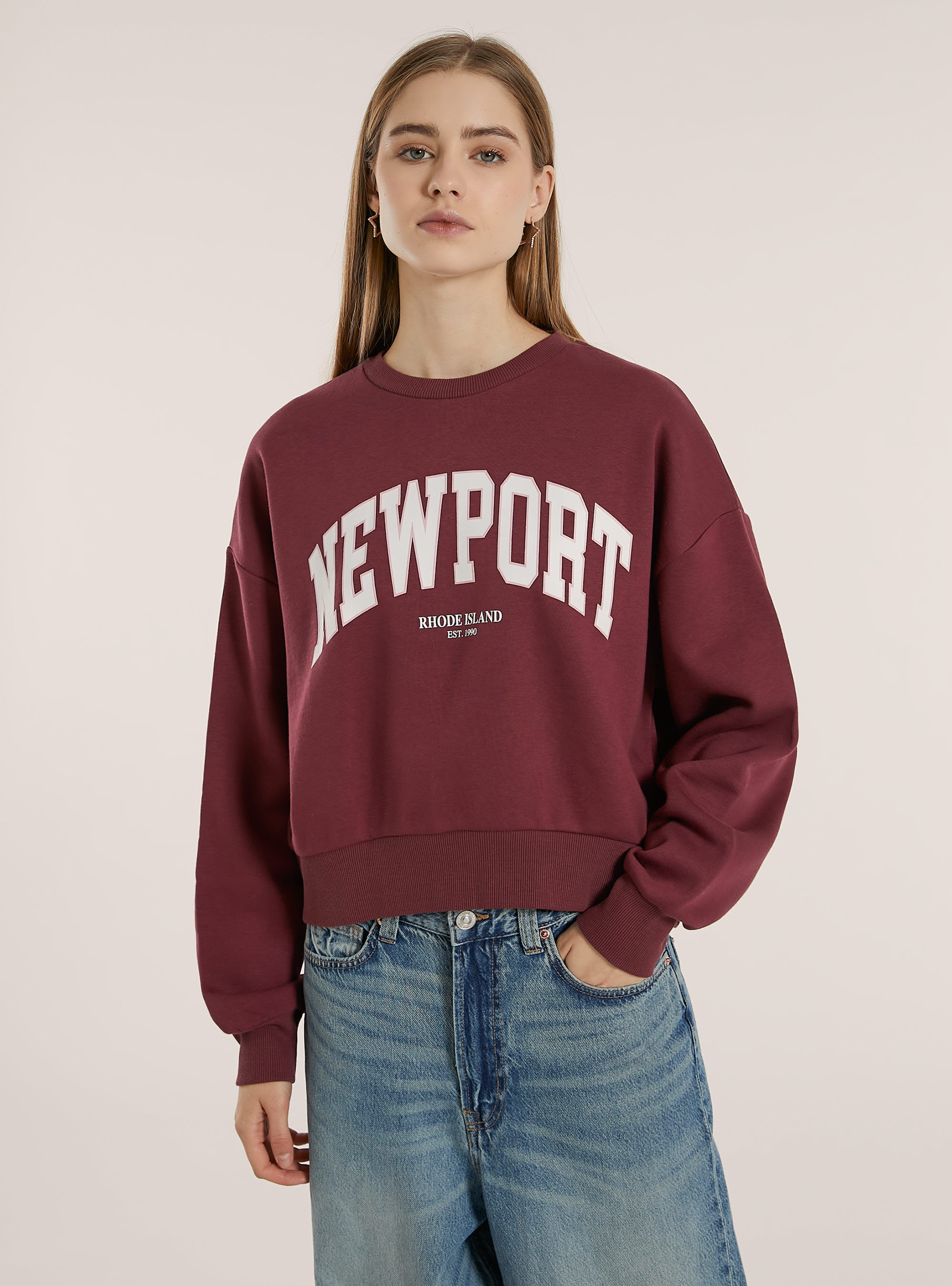 Sweat-shirt coupe carr&eacute;e avec imprim&eacute; City