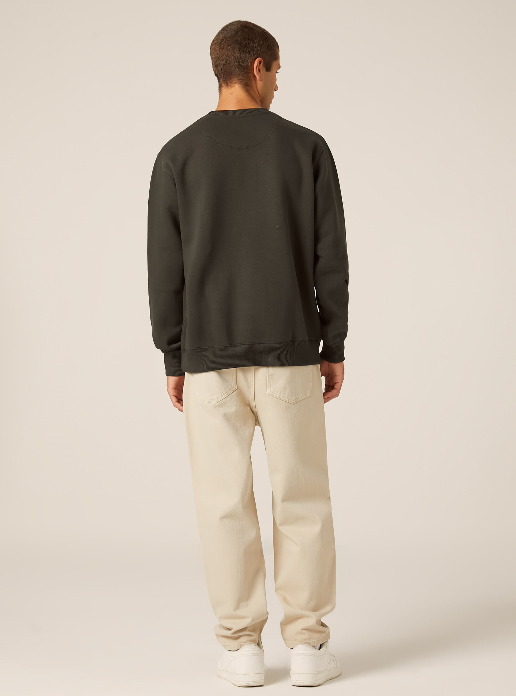 Sweat-shirt &agrave; col rond uni, KY1 KAKY DARK