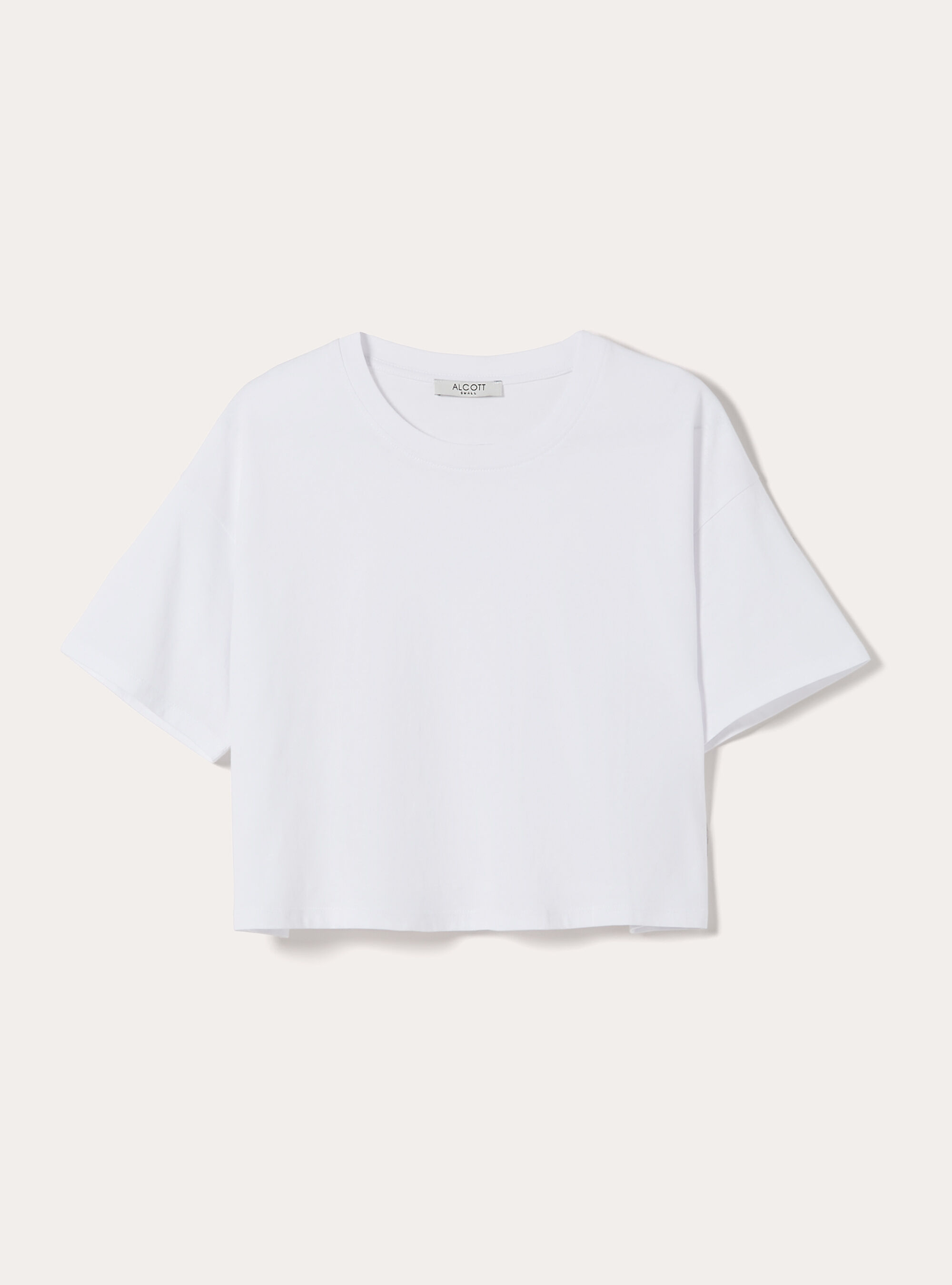 Basic Crew Neck Cropped T-Shirt, WH3 WHITE