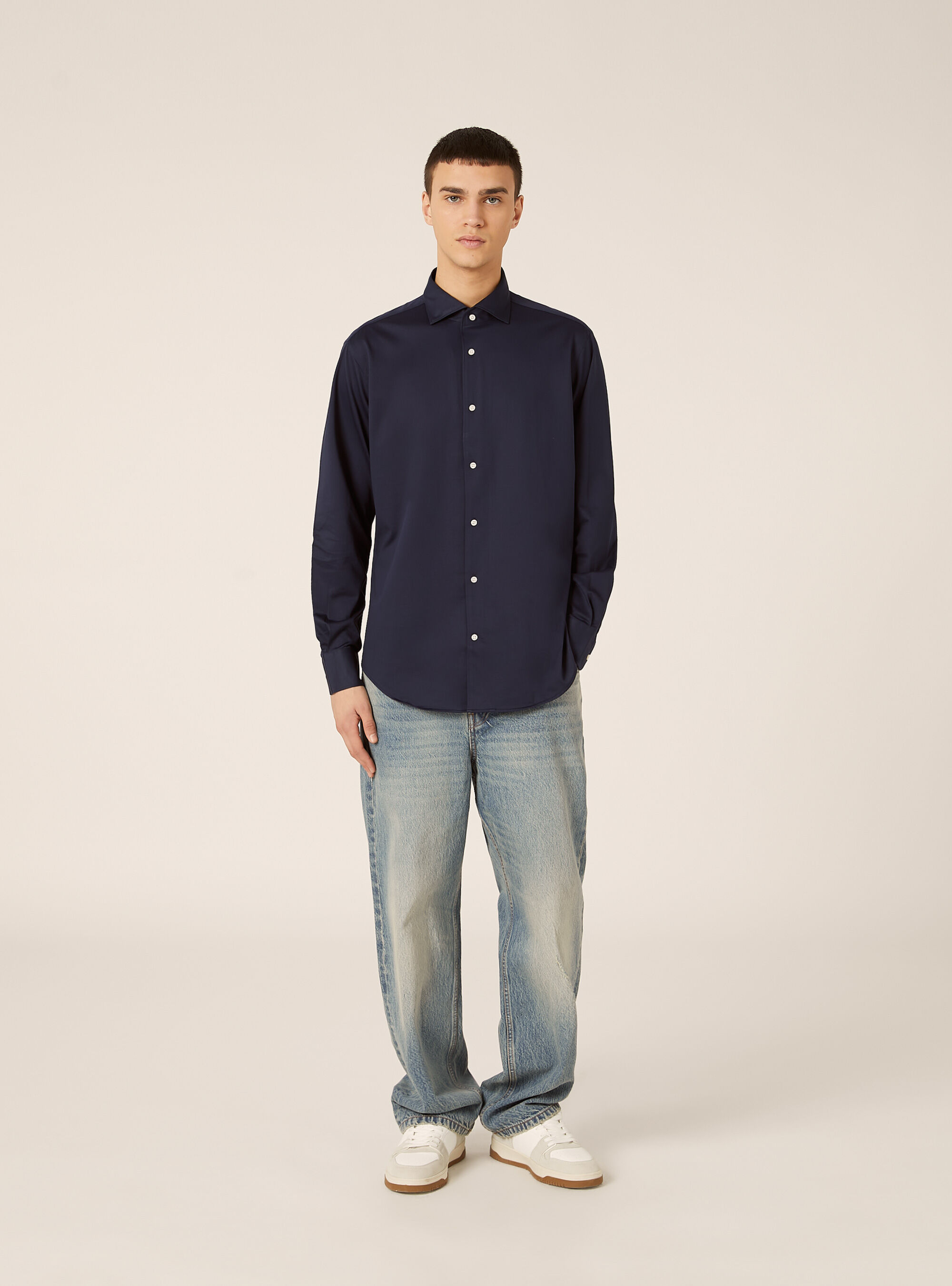 Camicia Traveller in jersey, NAVY SCURO