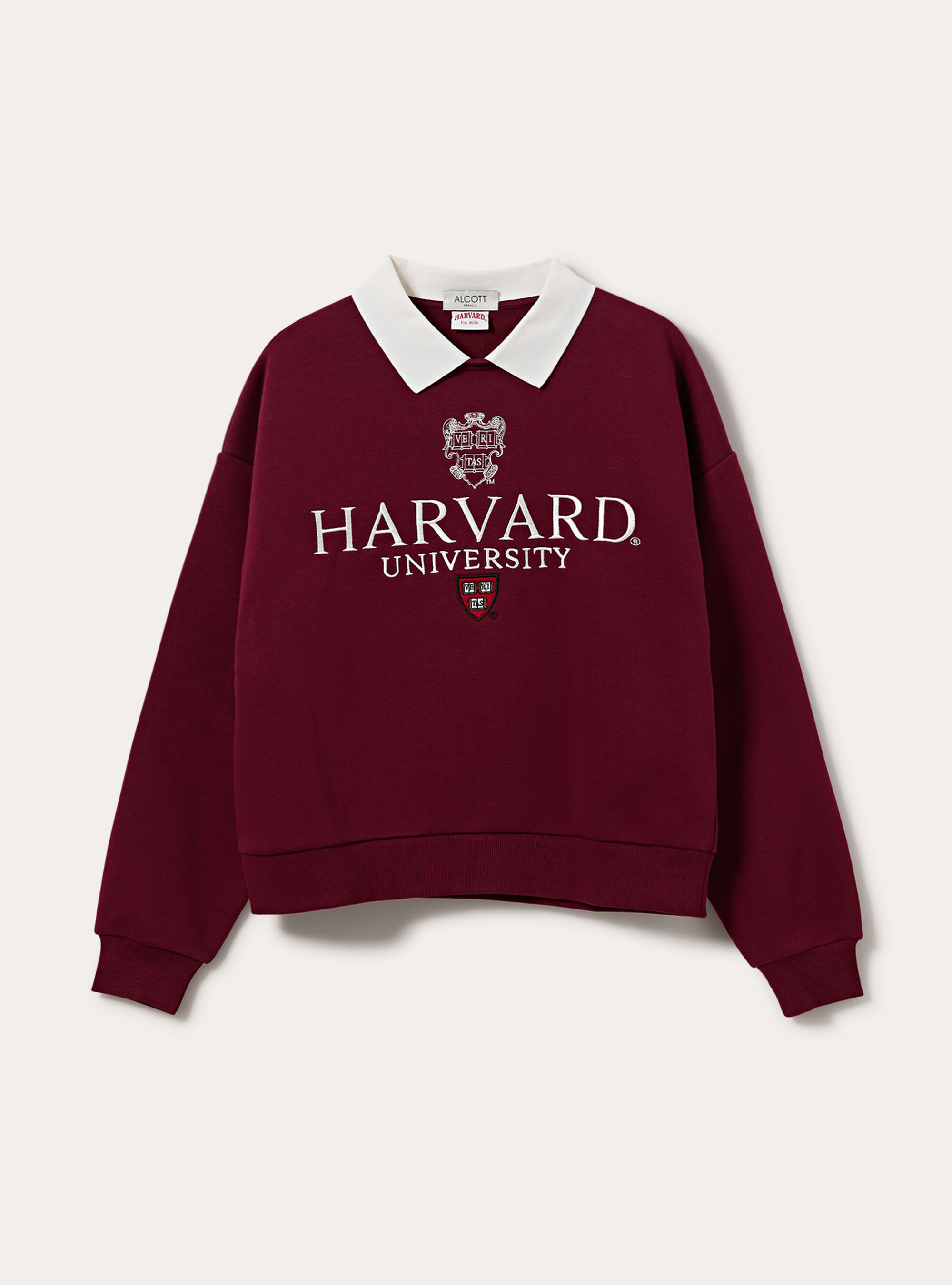 Felpa collo polo harvard, BORDEAUX SCURO