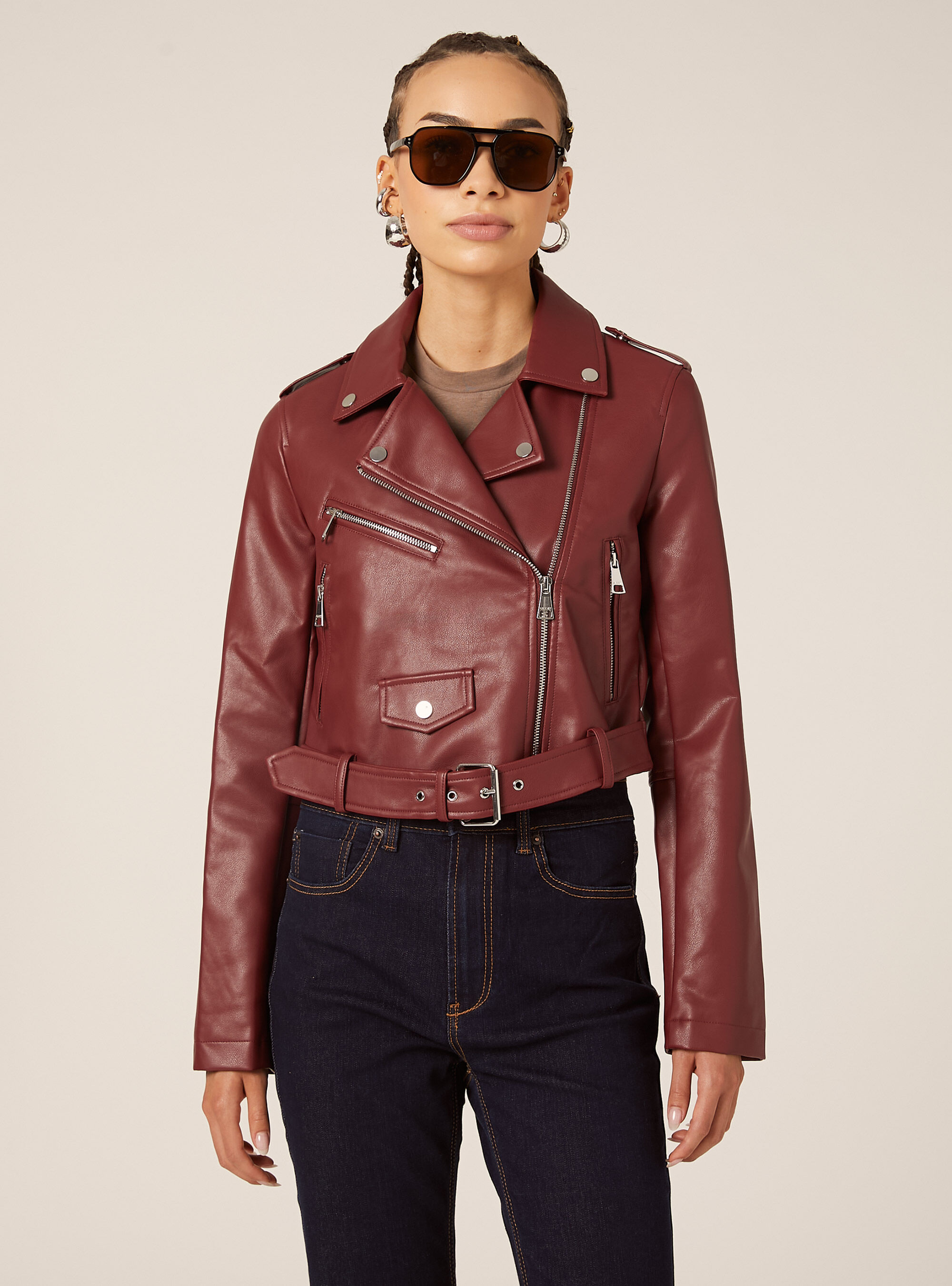 Veste motard effet cuir