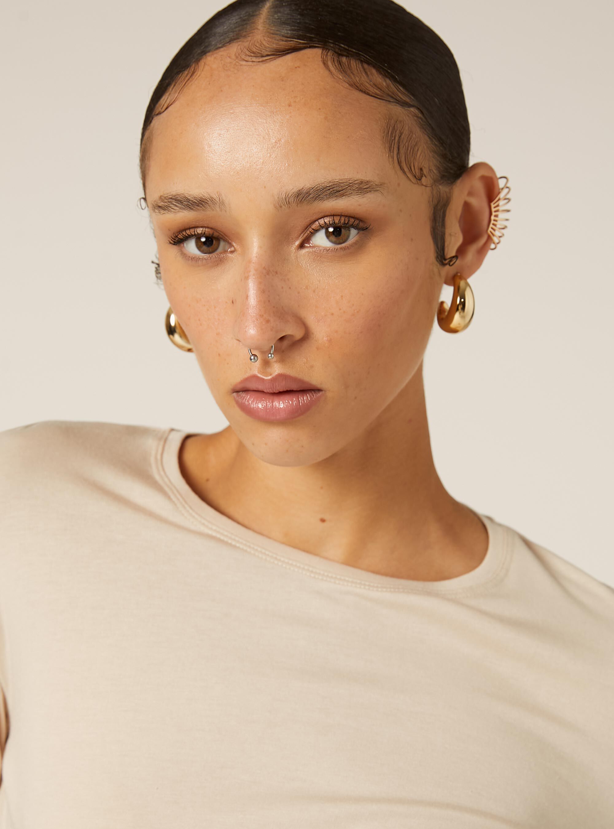 T-shirt basique &agrave; manches longues, BG3 BEIGE LIGHT