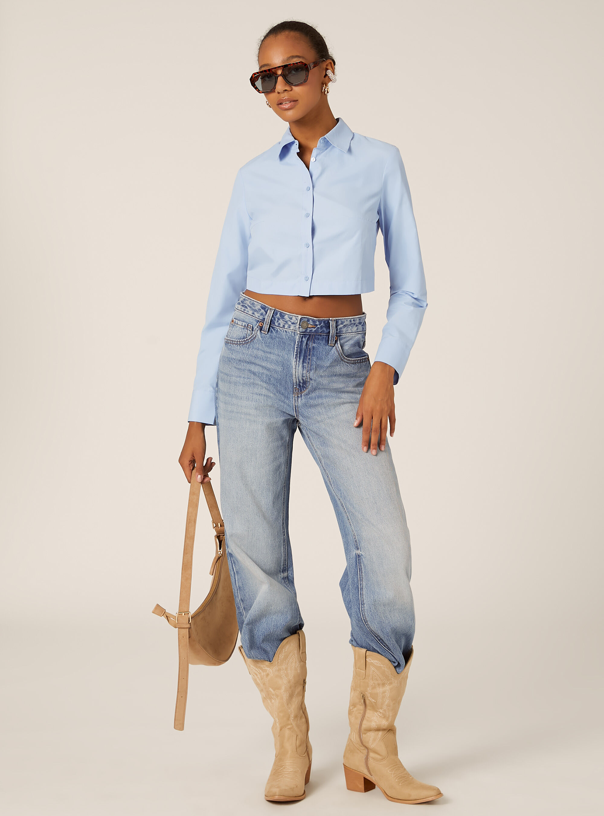 Chemise courte en popeline