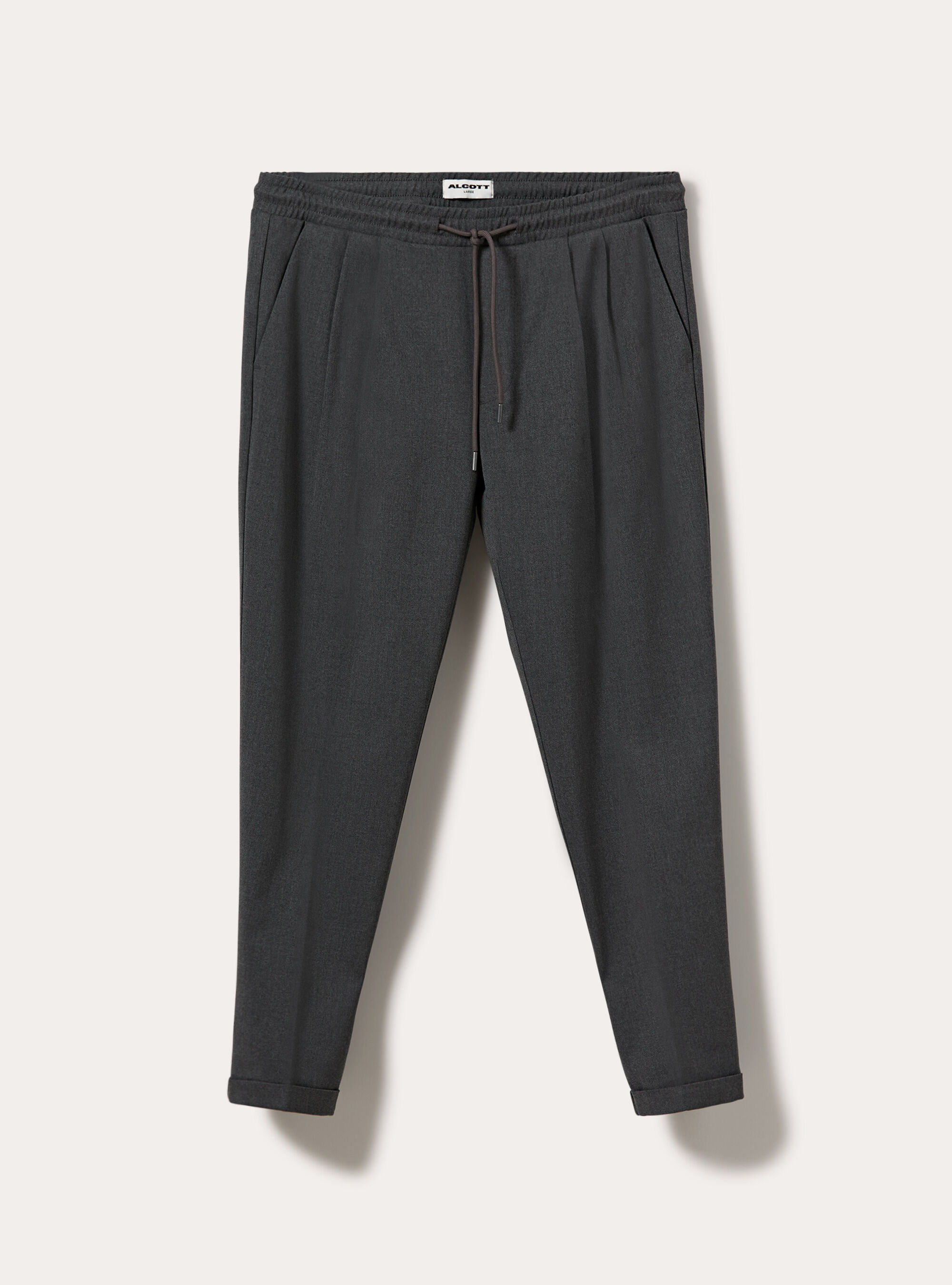 Twill jogger trousers with pleats, MGY1 GREY MEL DARK
