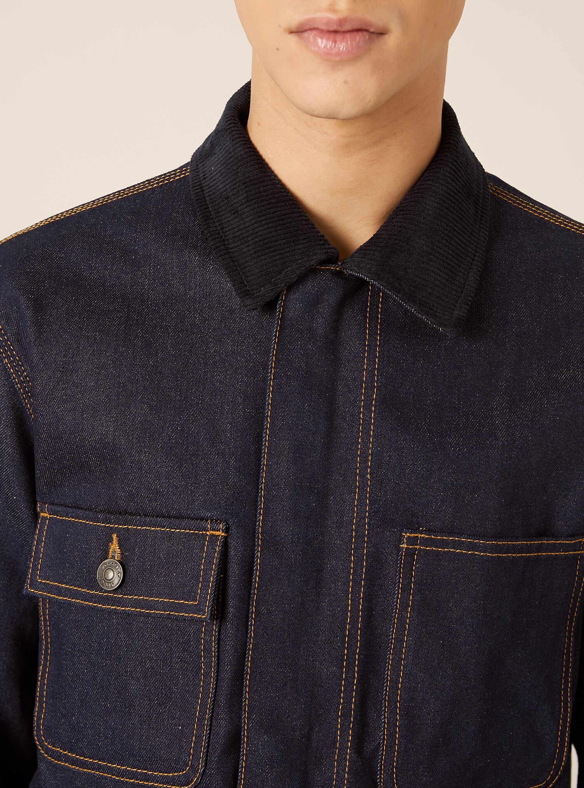 Denim jacket with large pockets, D001 DEEP BLUE