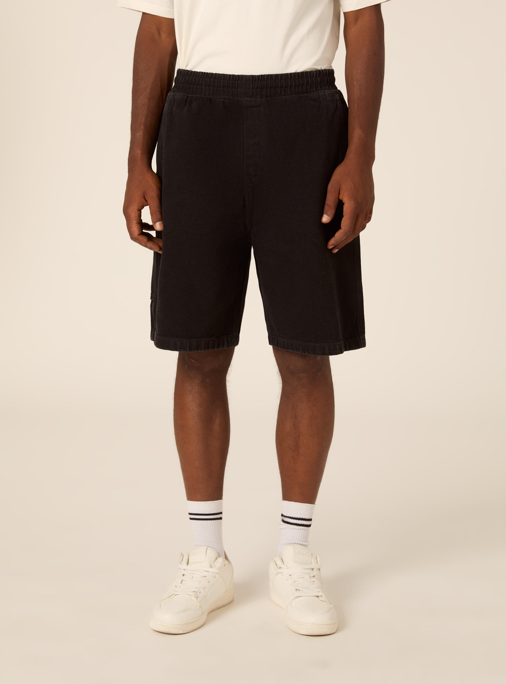 Bermuda carpenter con elastico in vita in twill