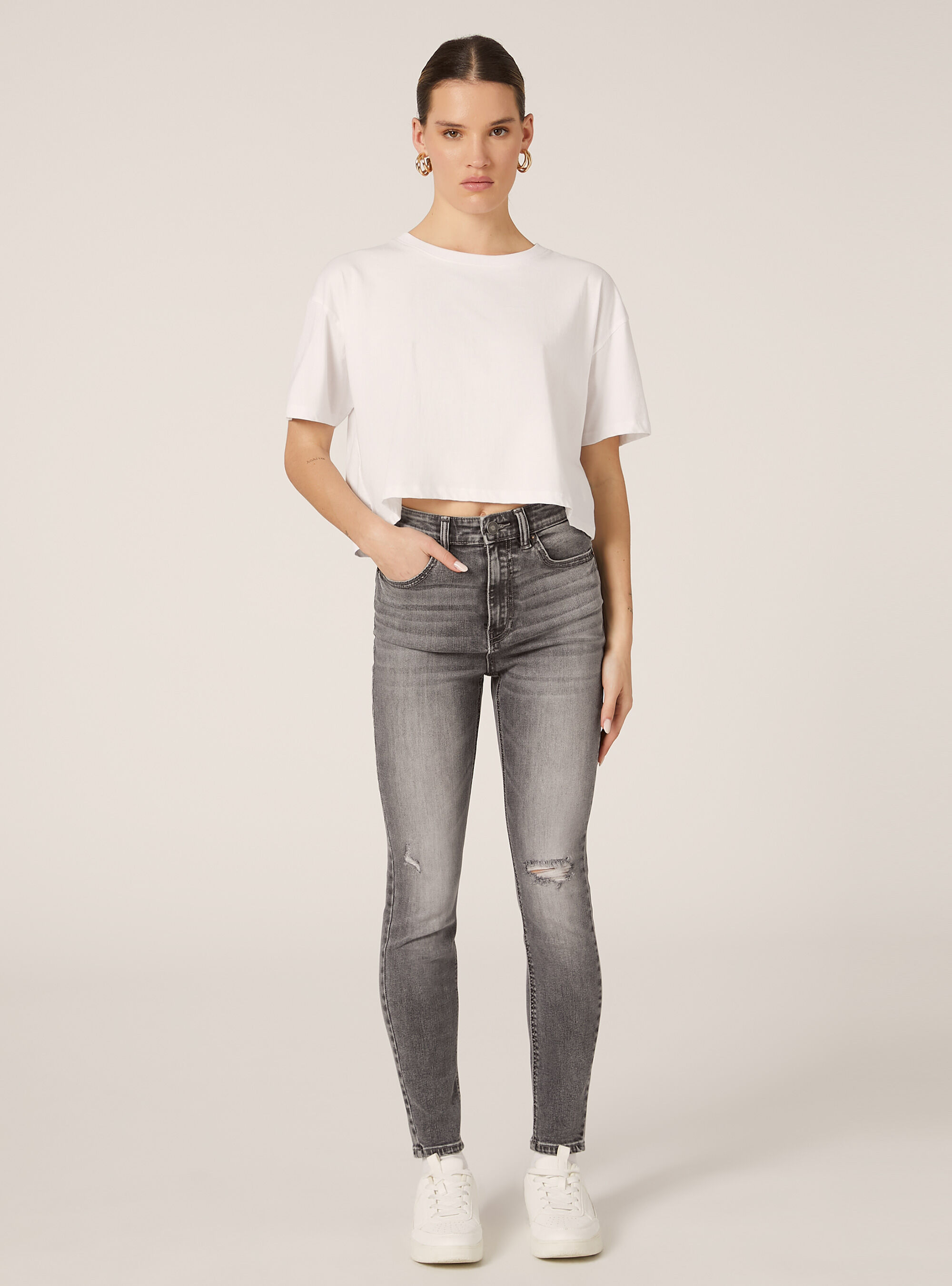 Jeans skinny taille tr&egrave;s haute