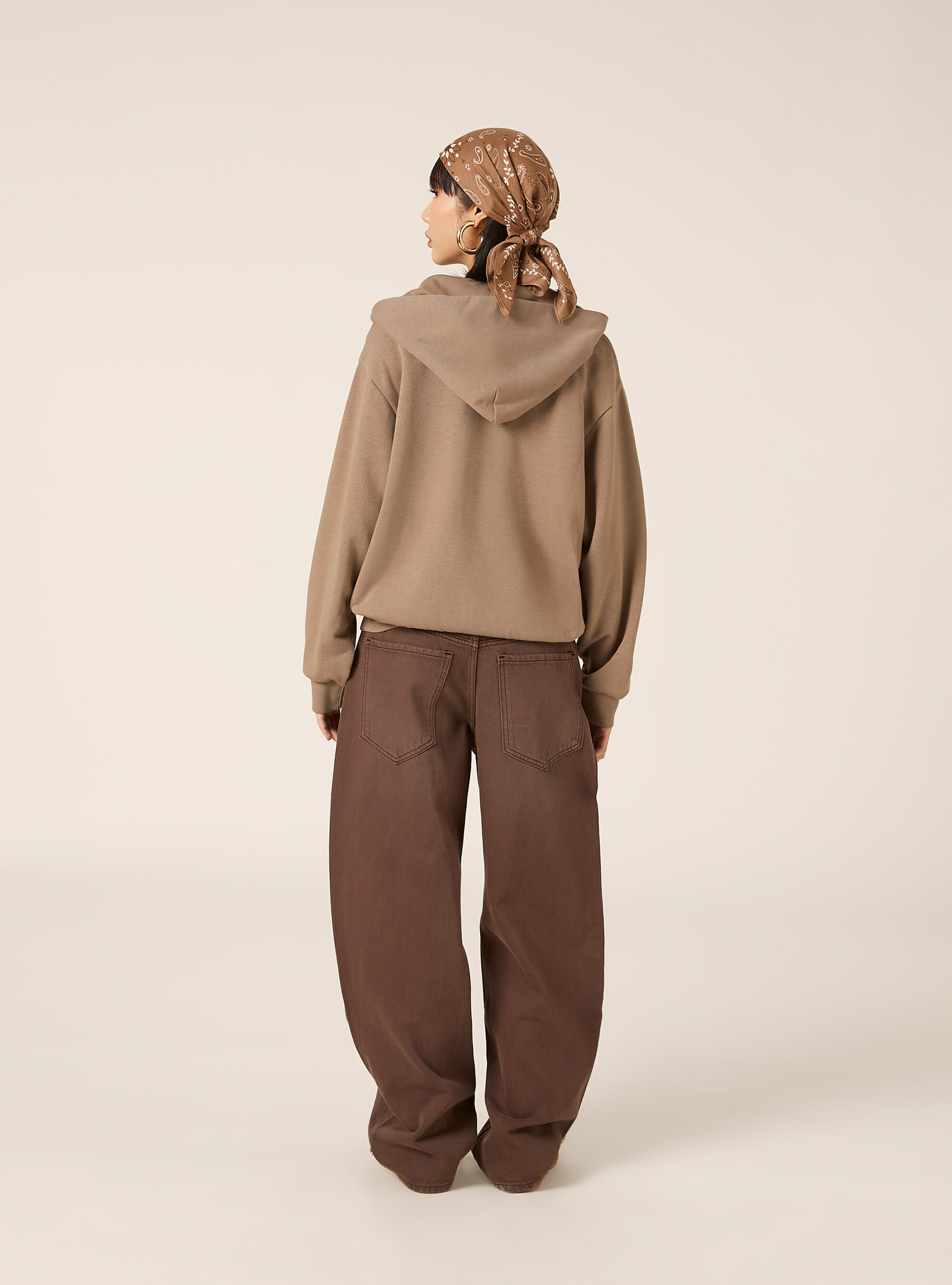 Sweat-shirt zipp&eacute; coupe boxy, BR3 BROWN LIGHT