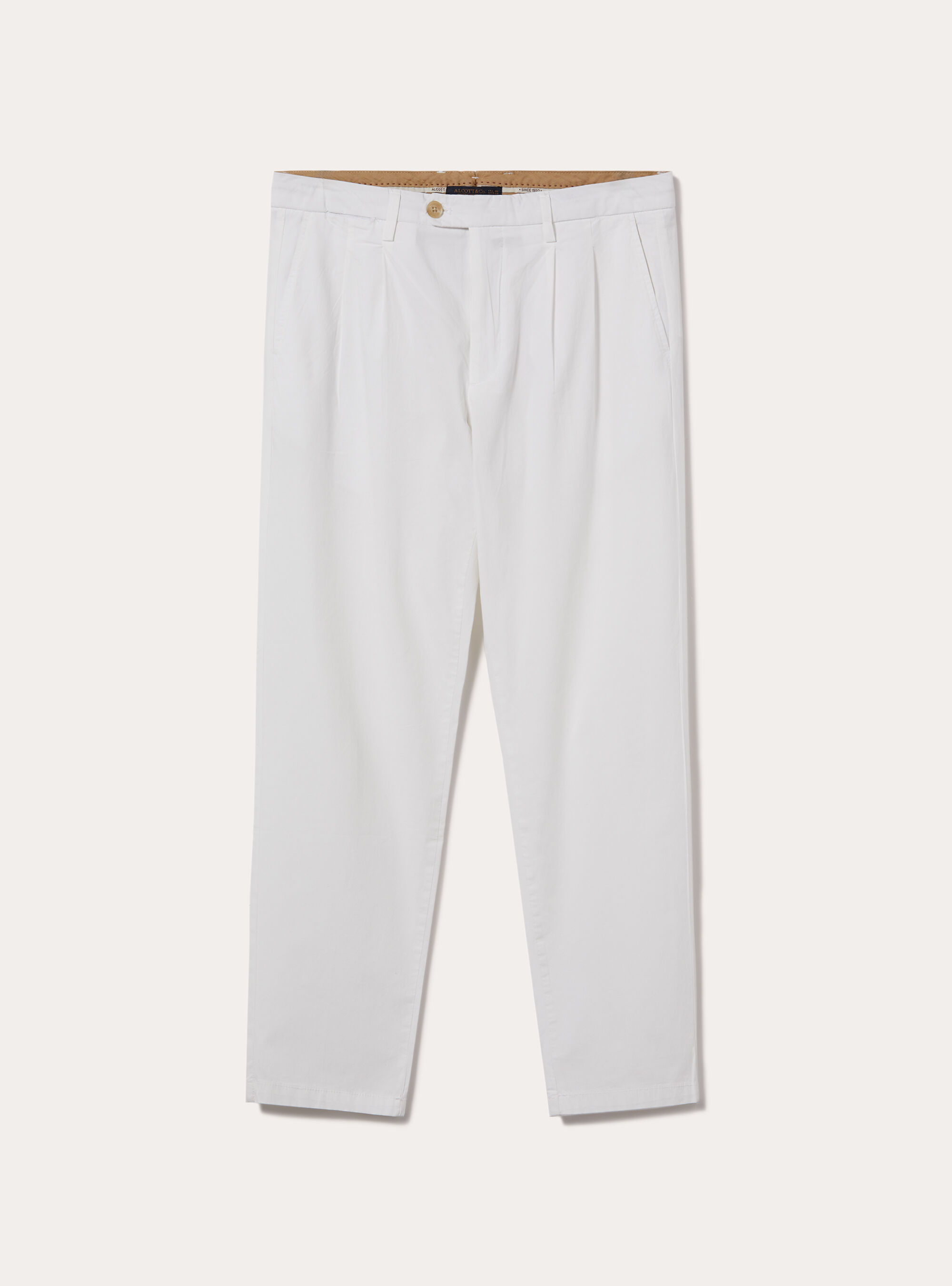 Pantalon en coton &agrave; double plis, WH1 OFF WHITE