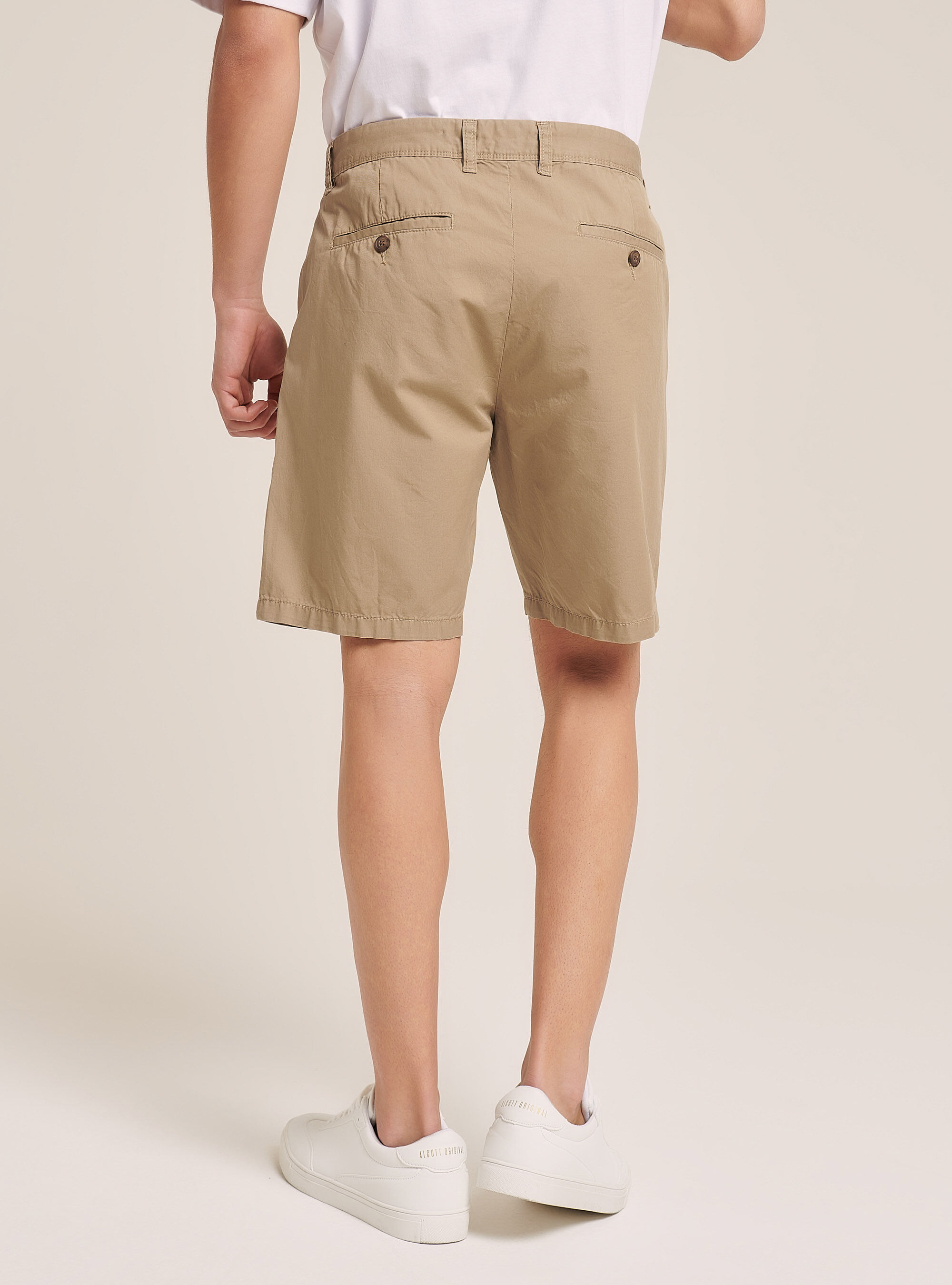 Plain Fit Twill Bermuda Shorts, BG2 BEIGE MEDIUM