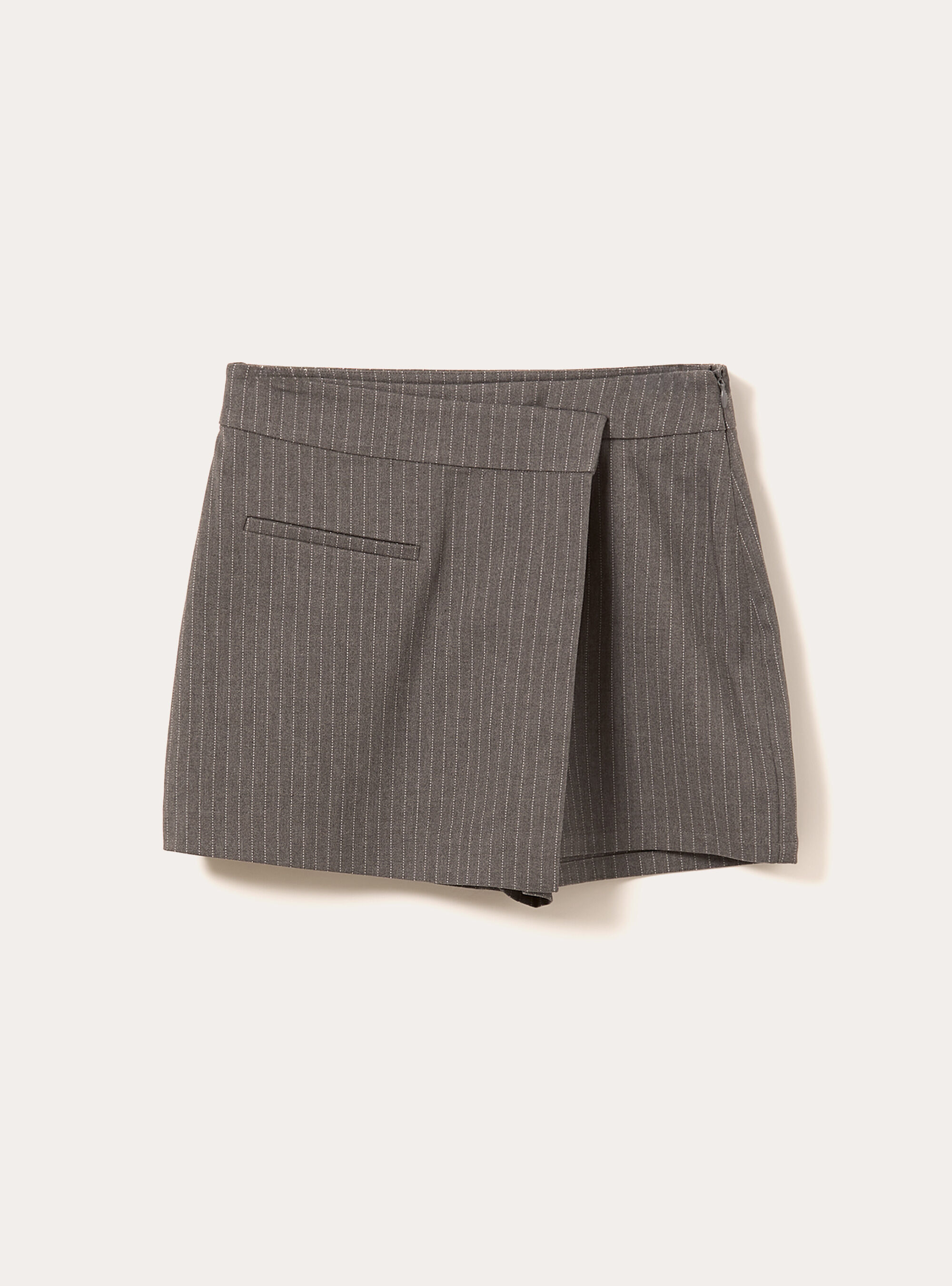 Jupe-short crois&eacute;e &agrave; motifs, MGY1 GREY MEL DARK