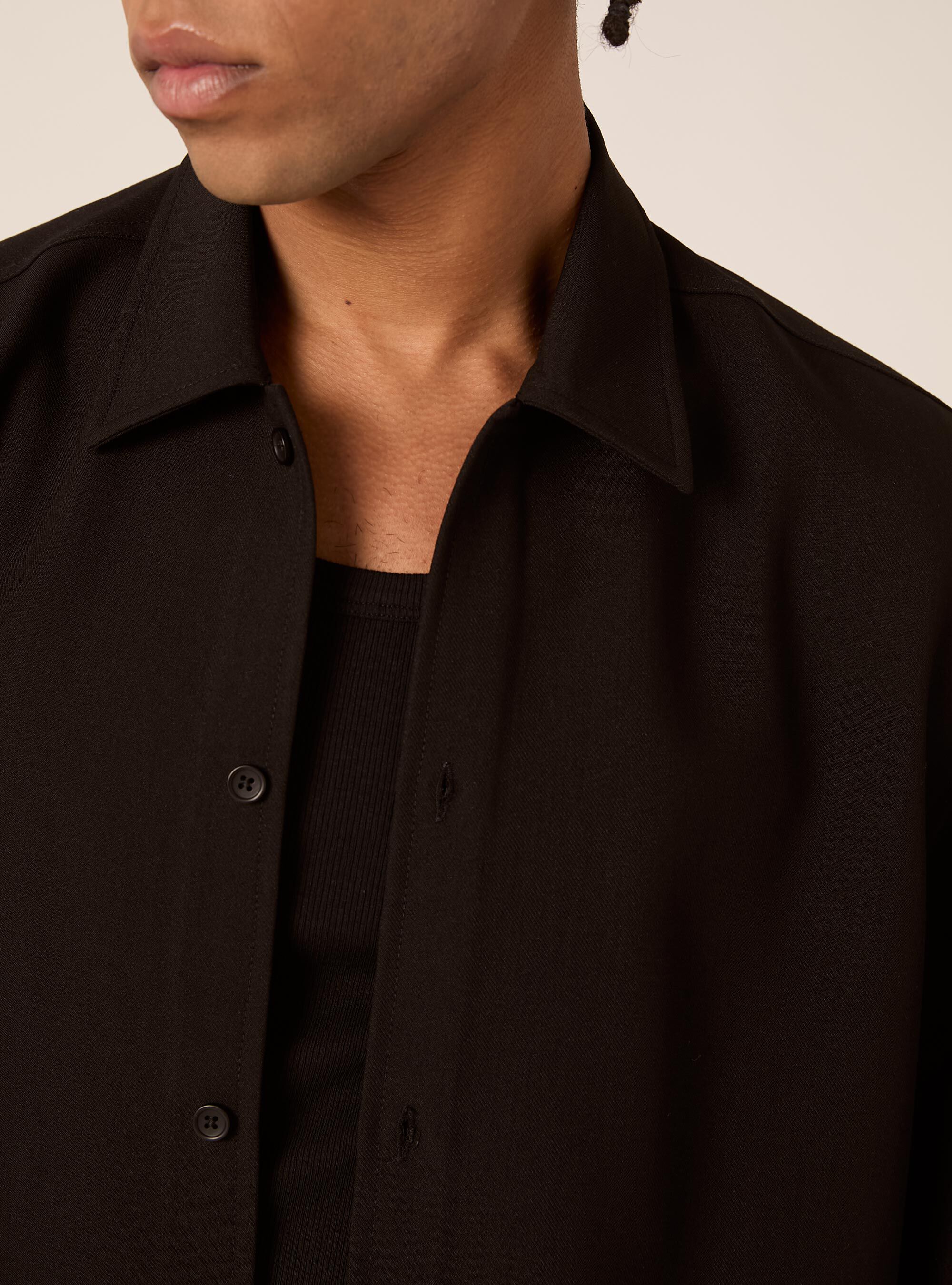 Boxy fit shirt in twill, BK1 BLACK