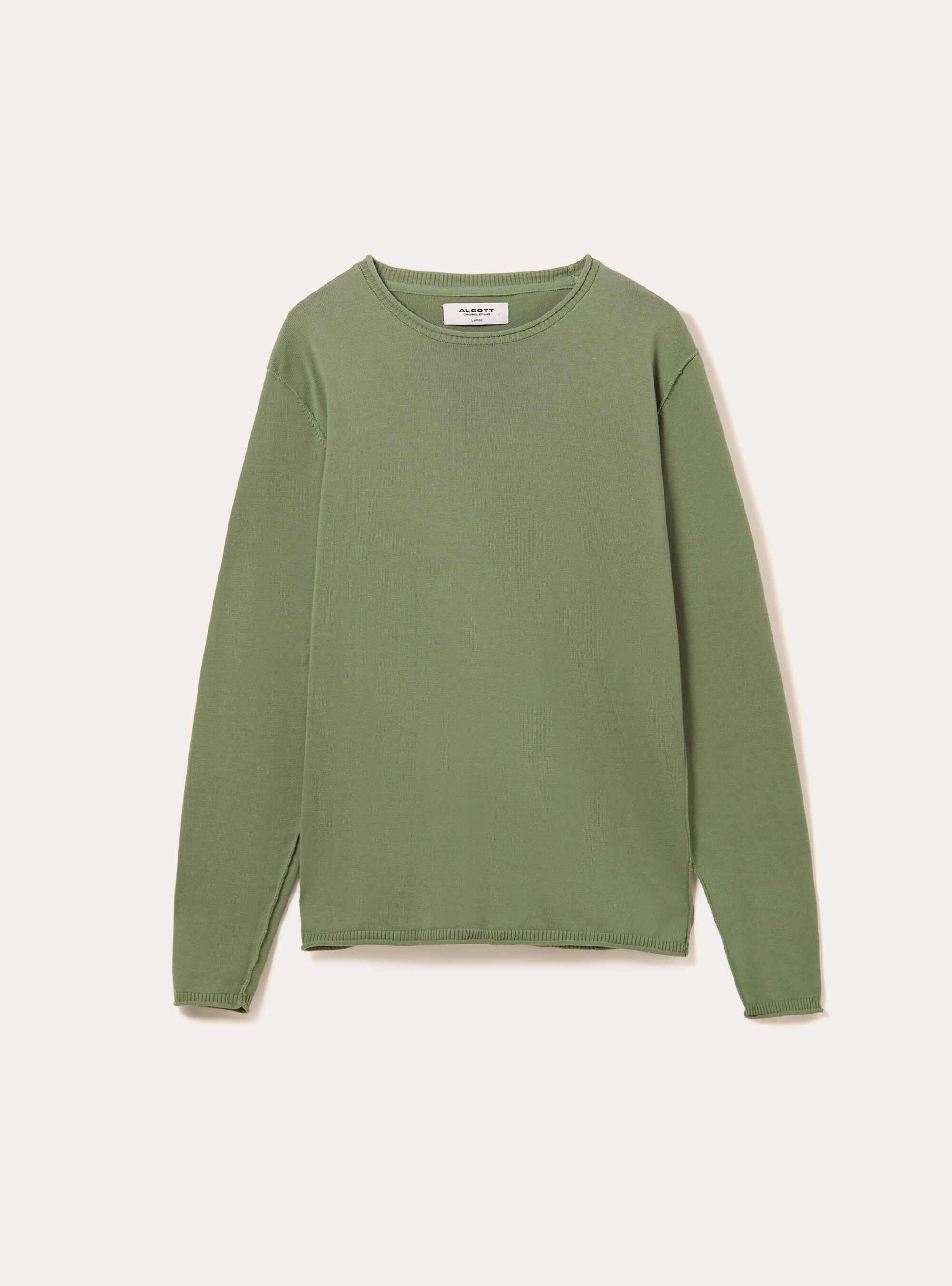 Raw cut pullover with roll neck, KY3 KAKY LIGHT