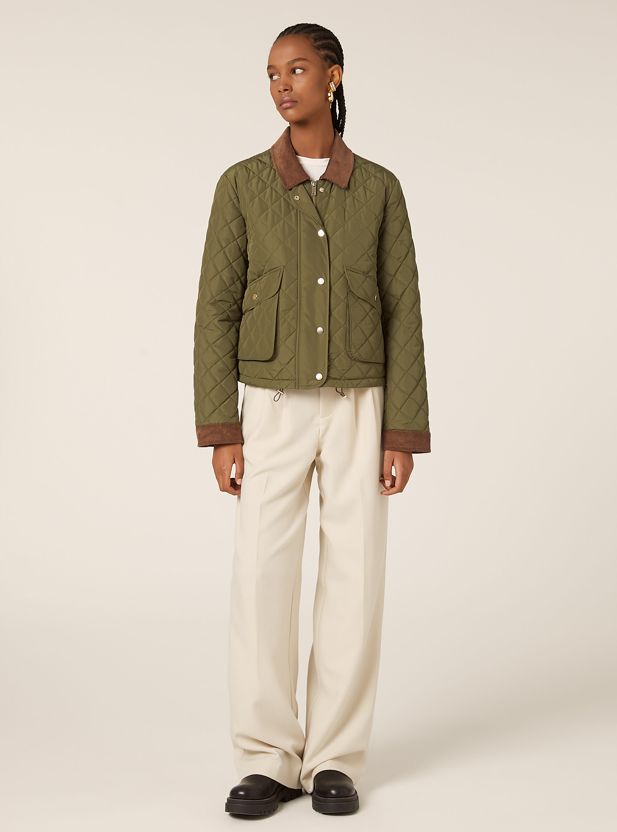 Veste matelass&eacute;e avec col en velours