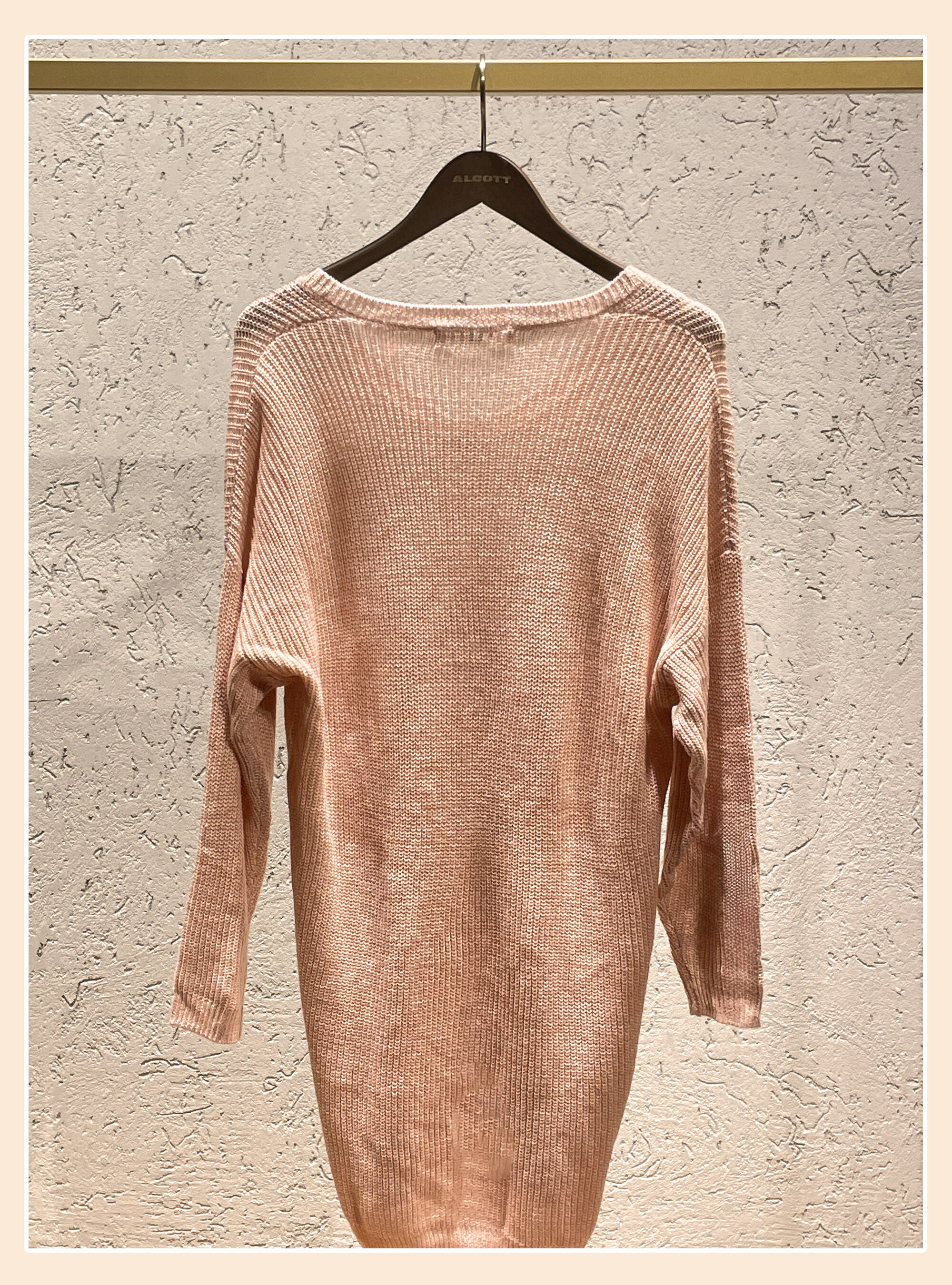 Knitted dress with V-neck, PINK